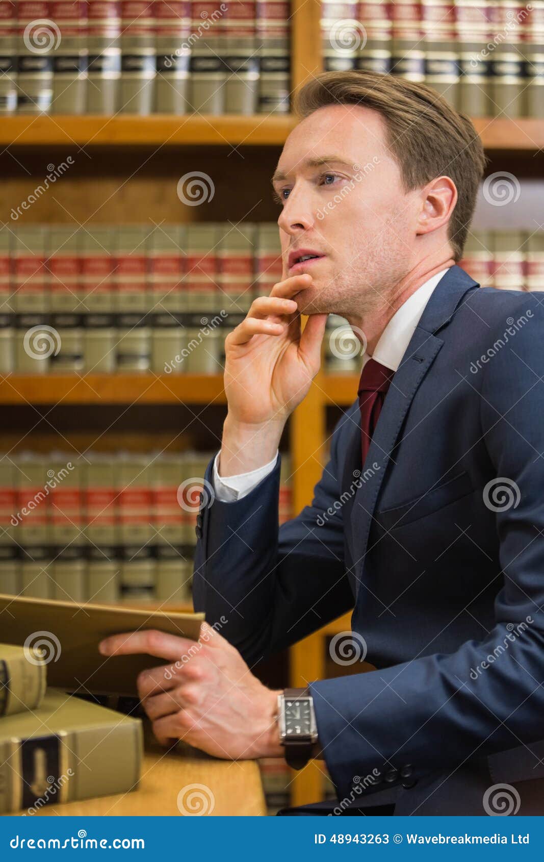 Handsome Lawyer in the Law Library Stock Image Image of textbook