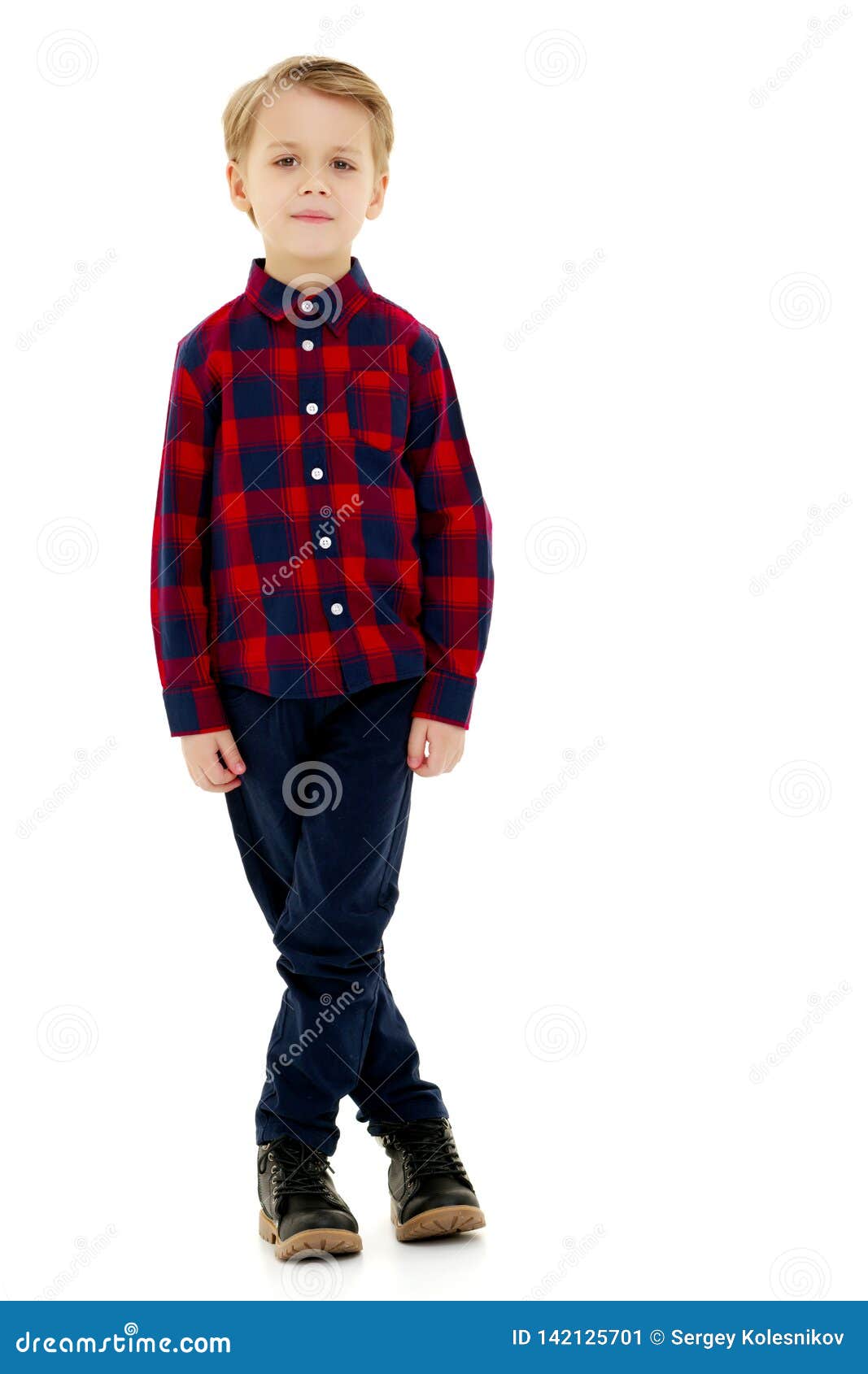 Handsome Little Boy in Full Growth Stock Image - Image of blue, look ...