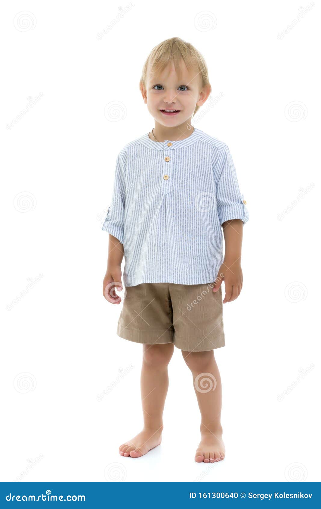 Handsome Little Boy in Full Growth on a White Background. the Co Stock ...