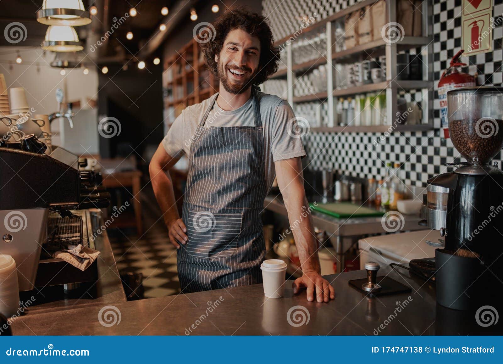Handsome Male Barista is Working in Coffee Shop Stock Photo Image of