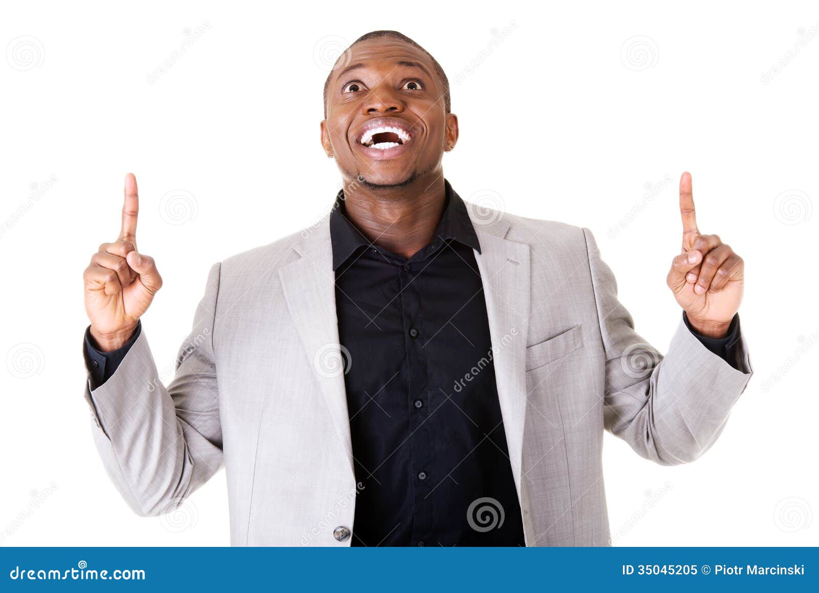 Handsome Male Businessman Pointing Up with Fingers. Stock Image - Image ...