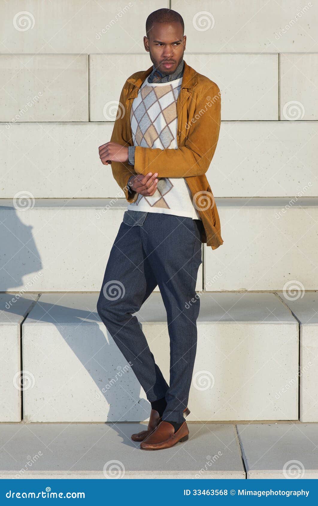 Handsome Male Fashion Model Standing Outdoors Stock Photo - Image of ...