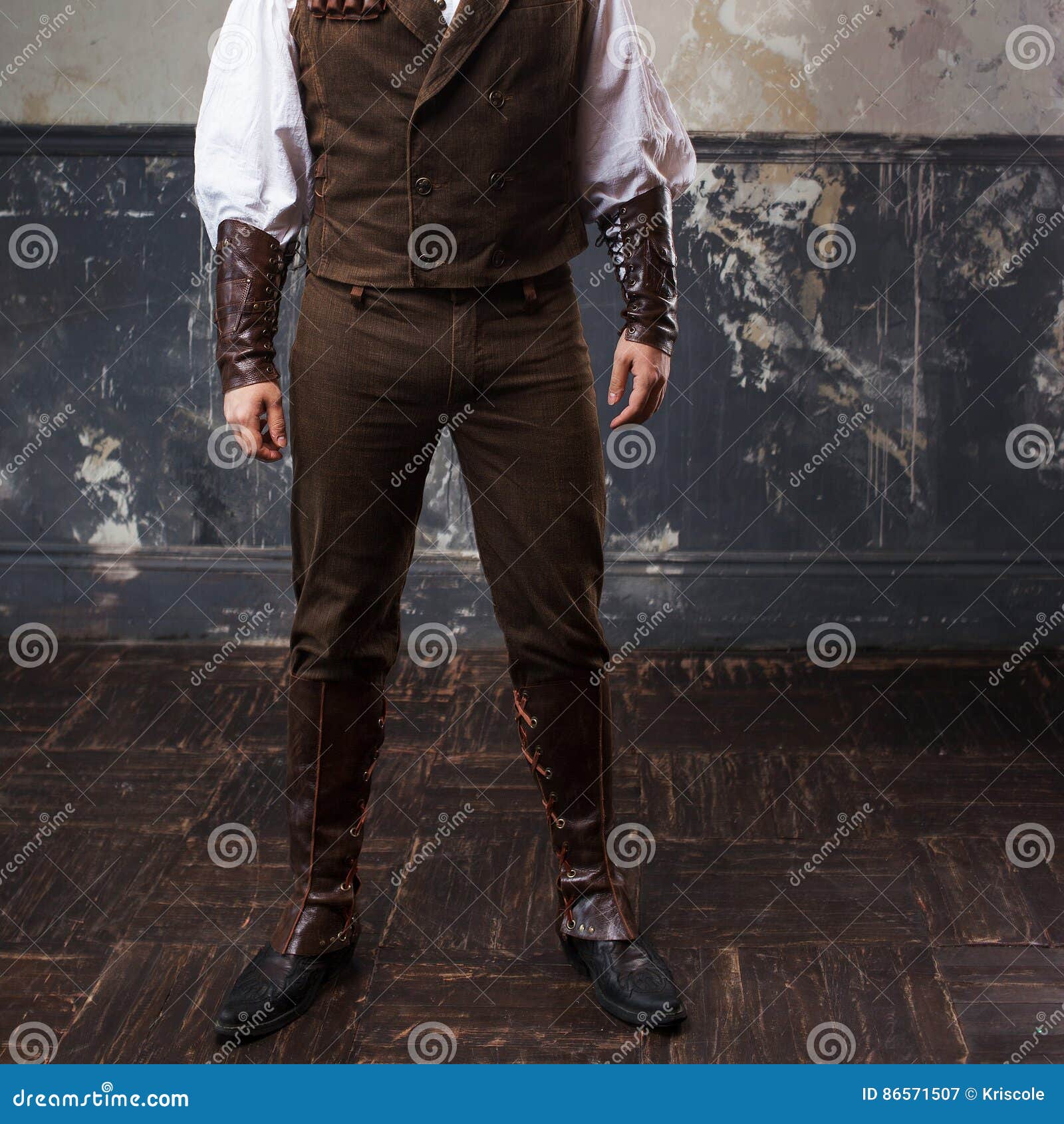 Handsome Male Steam Punk. Retro Man Over Grunge Background. Suit, Pants ...