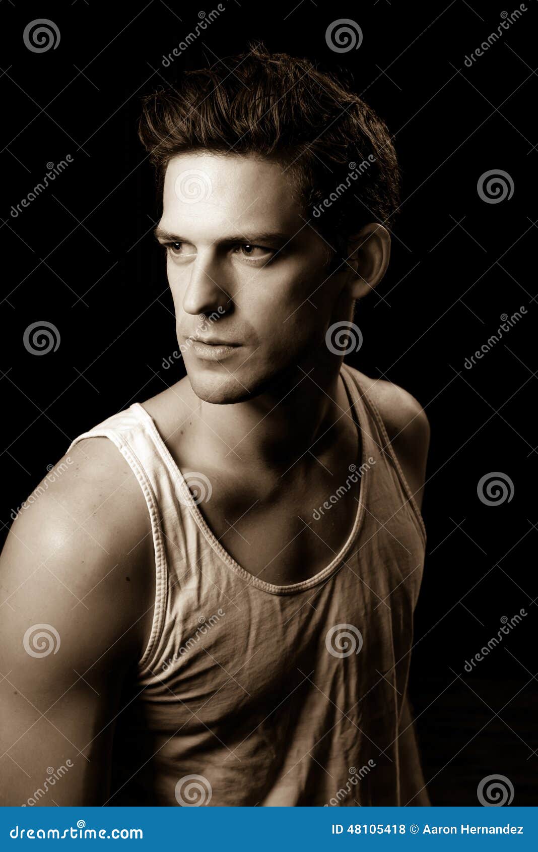 Handsome Male Strong Jawline Stock Photo Image of tanktop, handsome