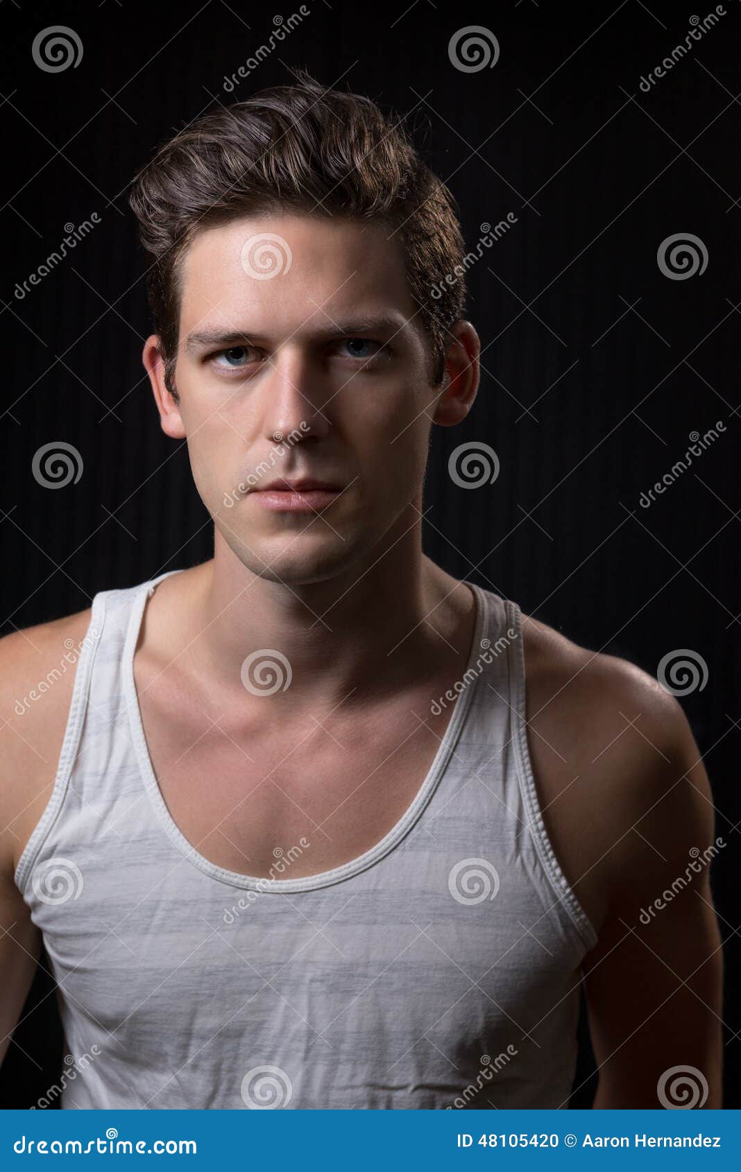 Handsome Male Strong Jawline Stock Photo Image of male, tanktop 48105420