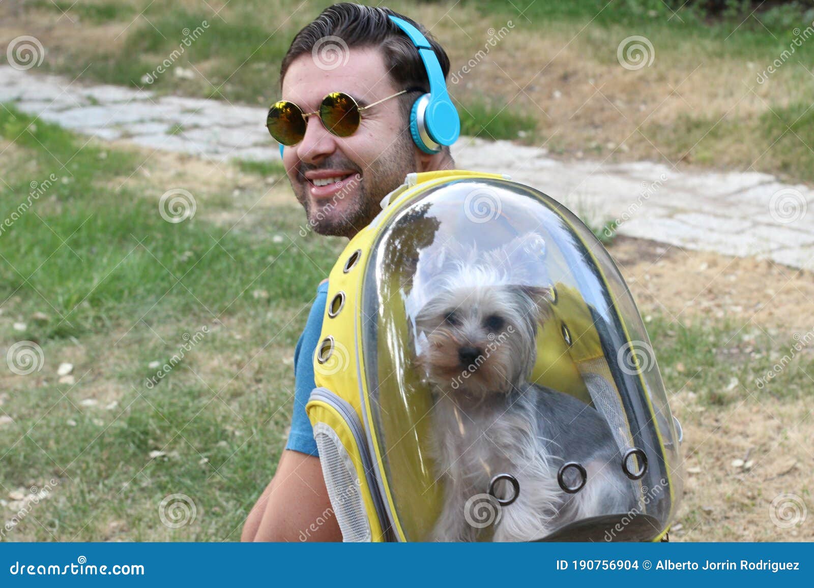Handsome Man Carrying Dog in a Backpack Stock Photo Image of hiking