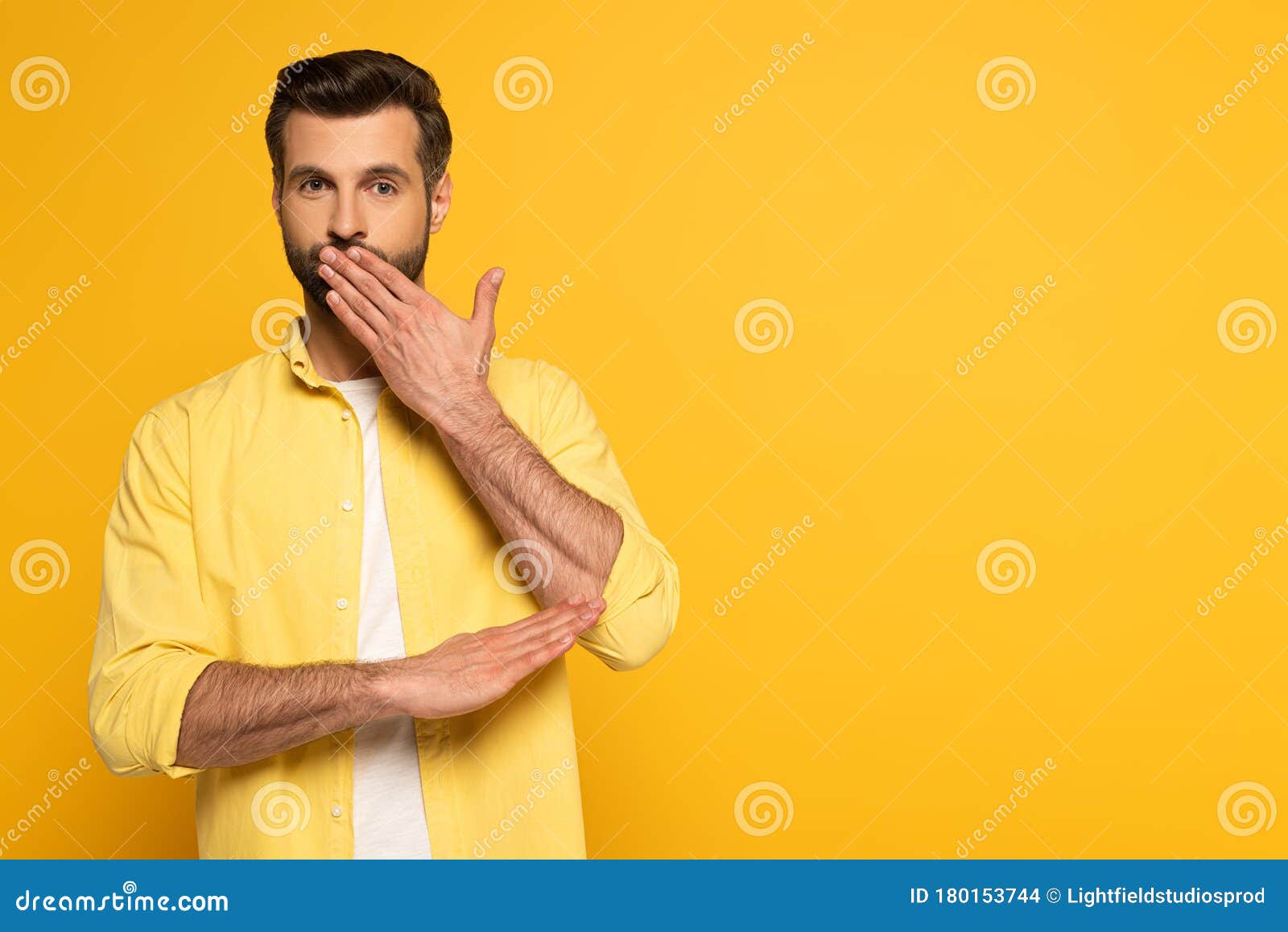 Handsome Man Covering Mouth While Using Sign Language
