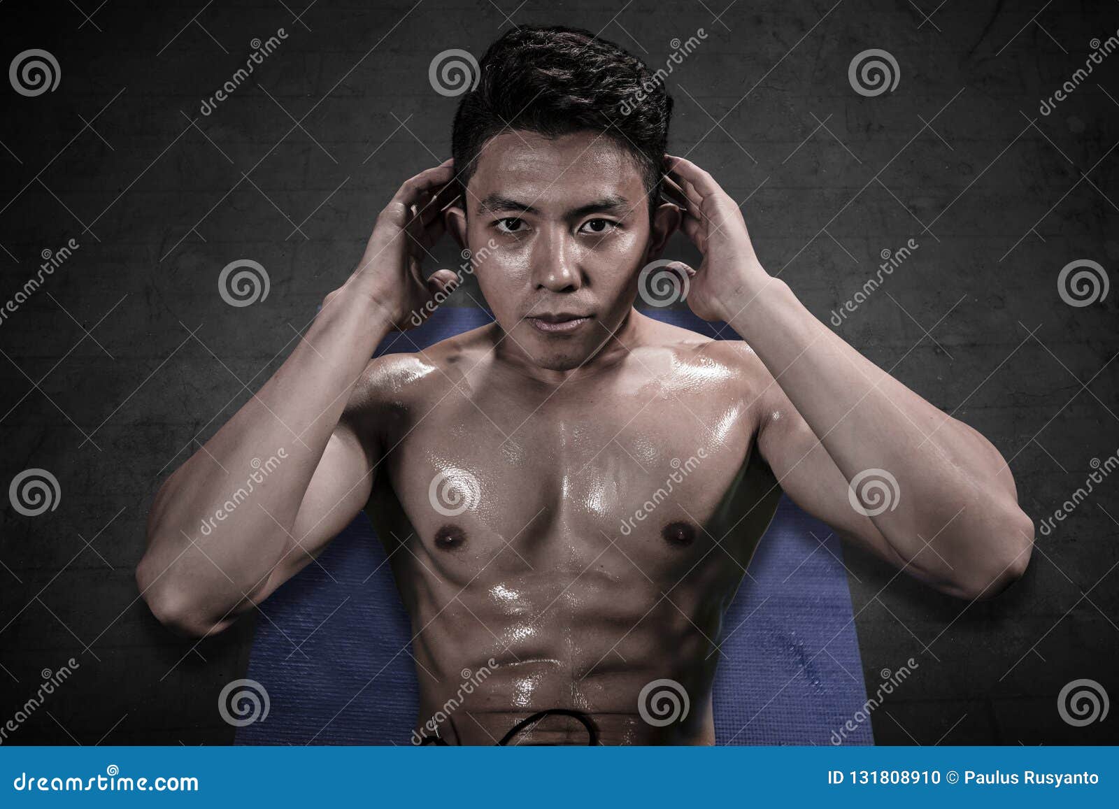 Handsome Man Doing Crunches Exercises on the Mat Stock Photo Image of healthy, endurance