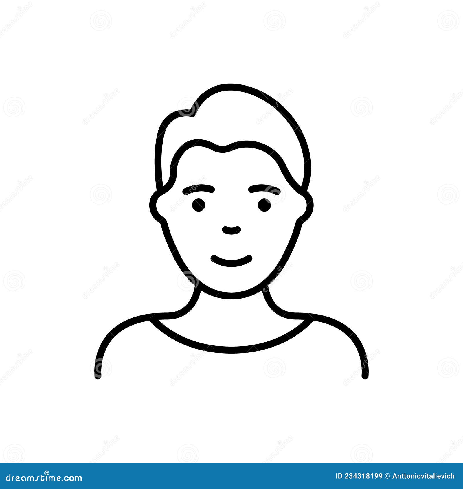 Male avatar icon or portrait. Handsome young man face. Vector illustration.  Stock Vector