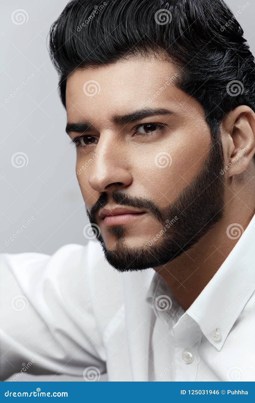 Handsome Man With Hair Style Beard And Beauty Face Portrait Stock Photo  Picture And Royalty Free Image Image 107286467
