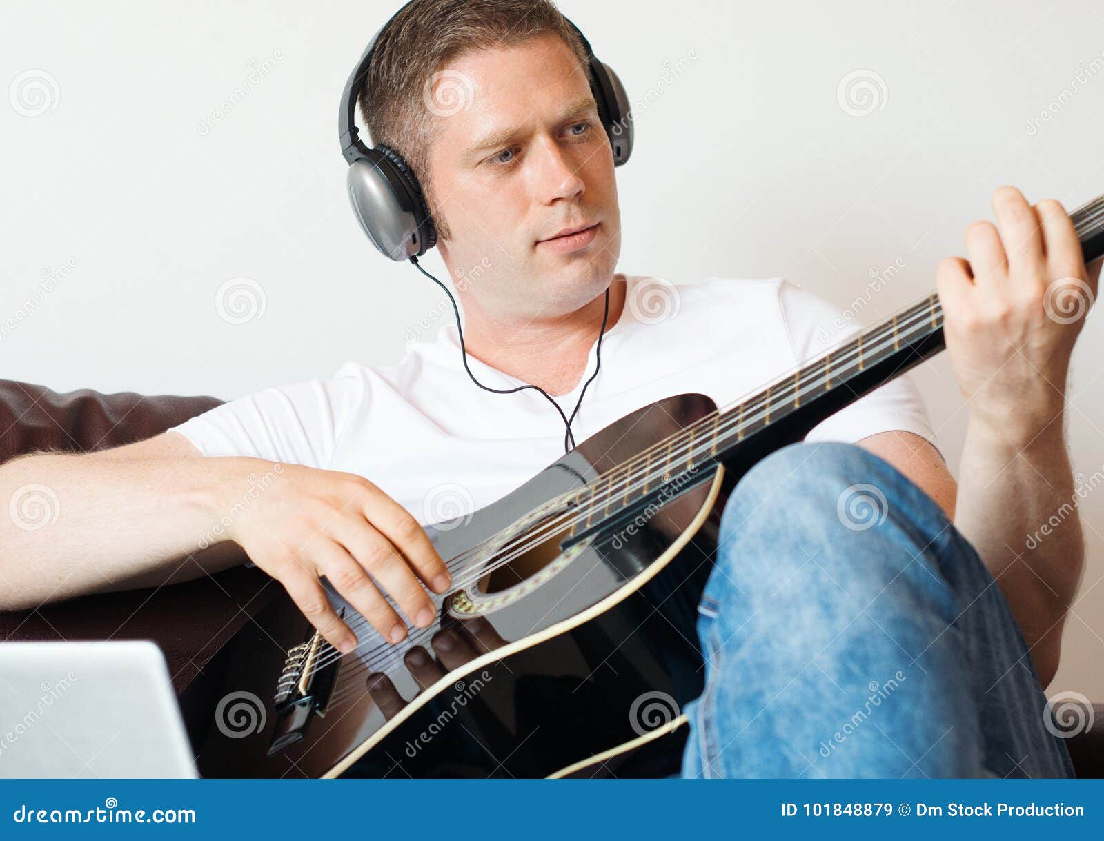 Man playing the guitar. stock image. Image of adult 101848879