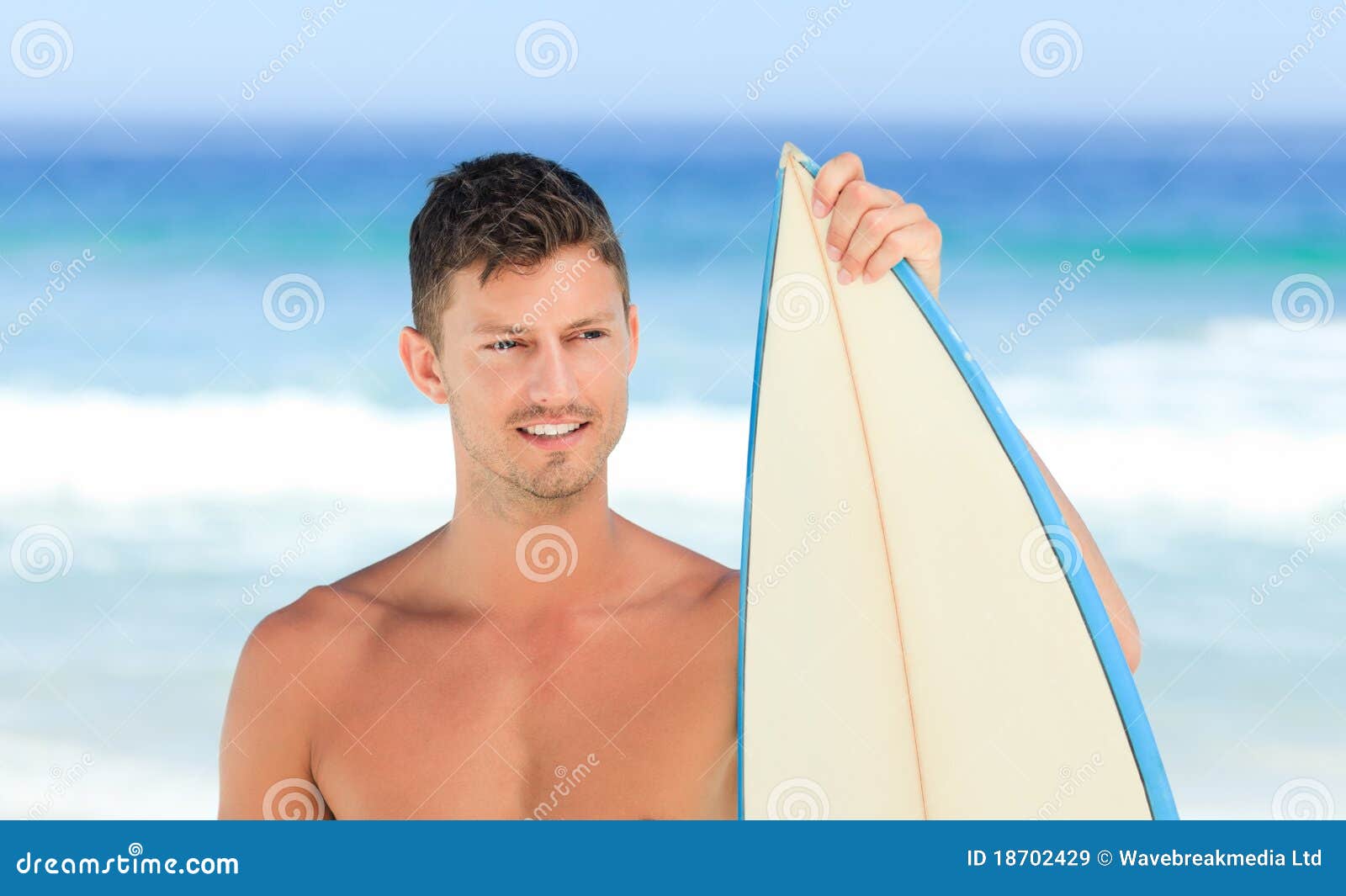 Handsome Man with His Surfboard Stock Image - Image of holding, holiday ...