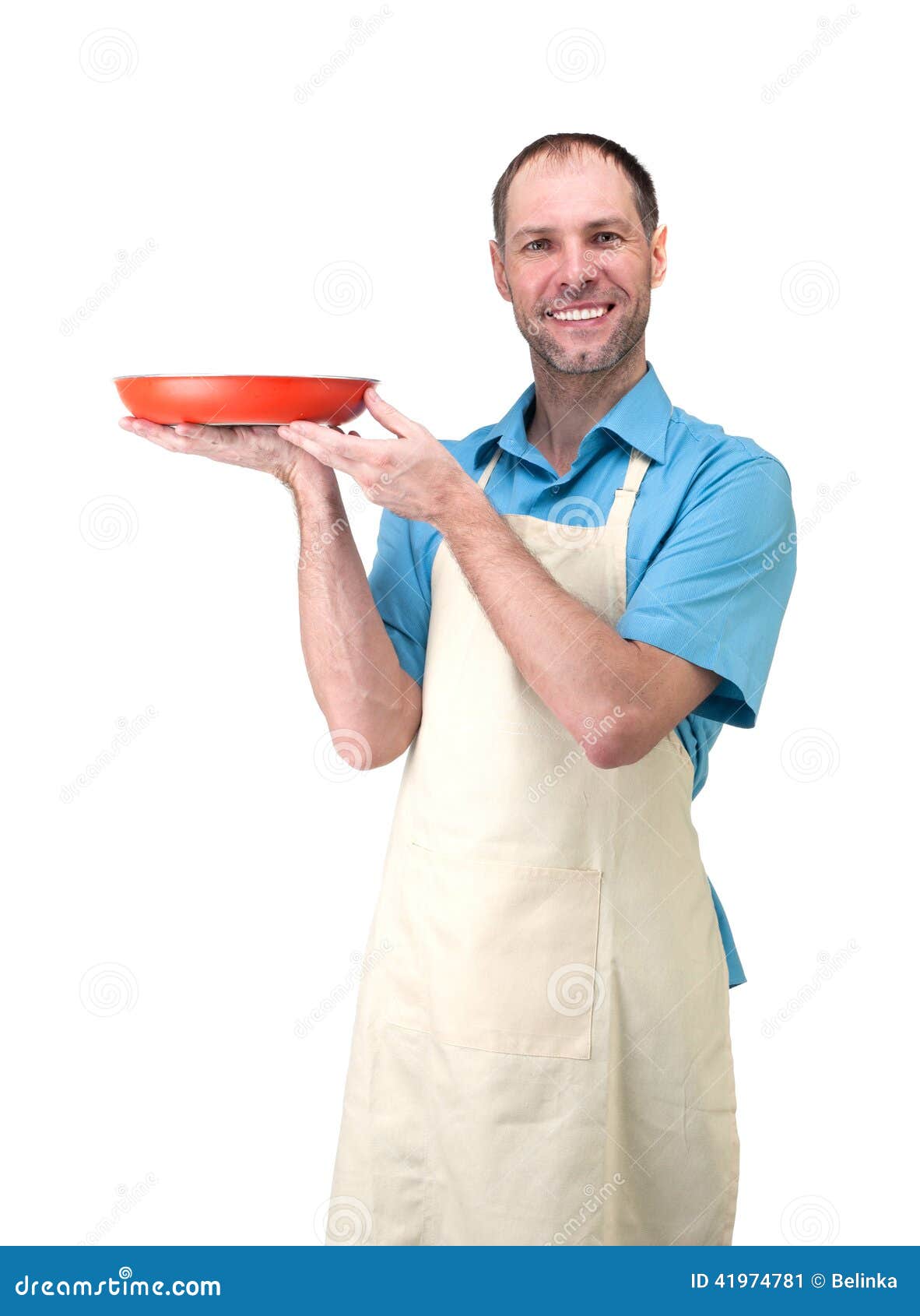 Handsome Man Holding a Dish for Your Stock Image Image of cookware