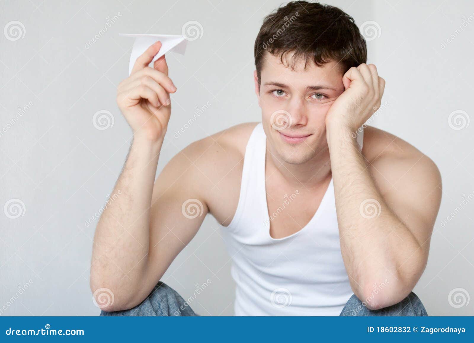 Handsome Man And Paper Airplane Stock Photo Image of paper, handsome 18602832