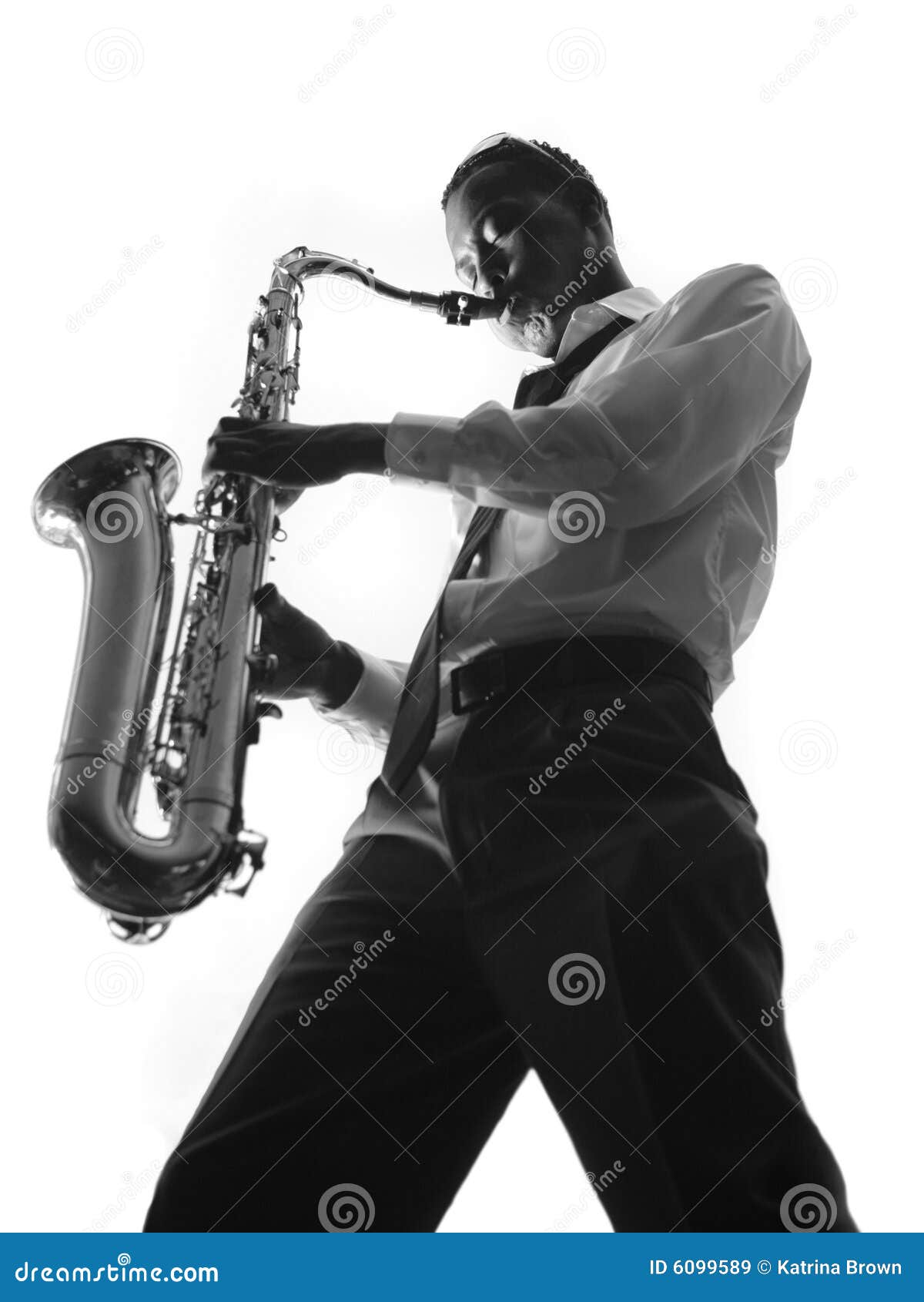 Handsome Man Playing the Saxophone Stock Image Image of white, player