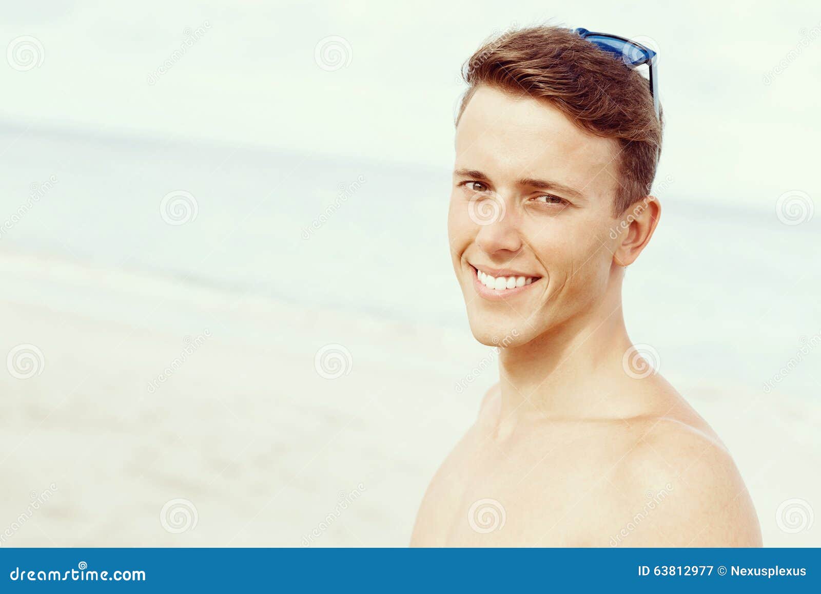 Handsome Man Posing at Beach Stock Image - Image of hipster, healthy ...