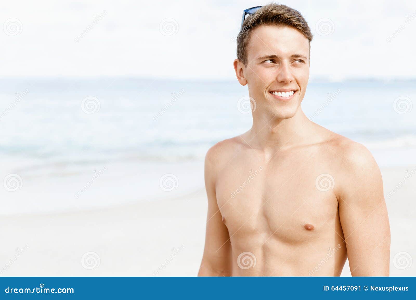 Handsome Man Posing at Beach Stock Image - Image of ocean, male: 64457091