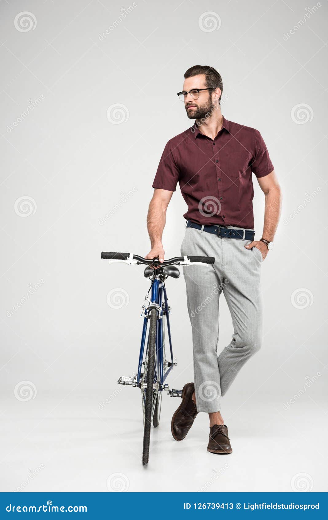 Handsome Man Posing With Bike Stock Image Image Of Stylish Fashion 126739413 dreamstime com