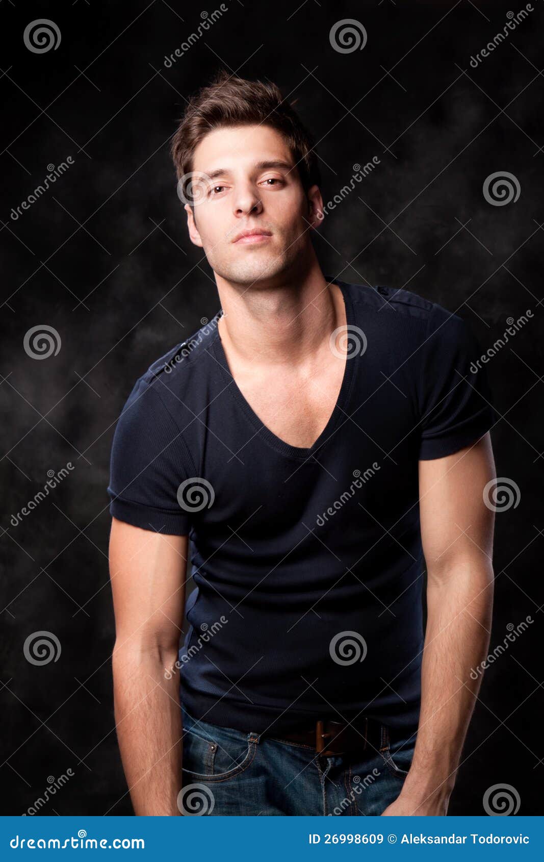 Handsome Man Posing in Studio Stock Image - Image of fashionable ...