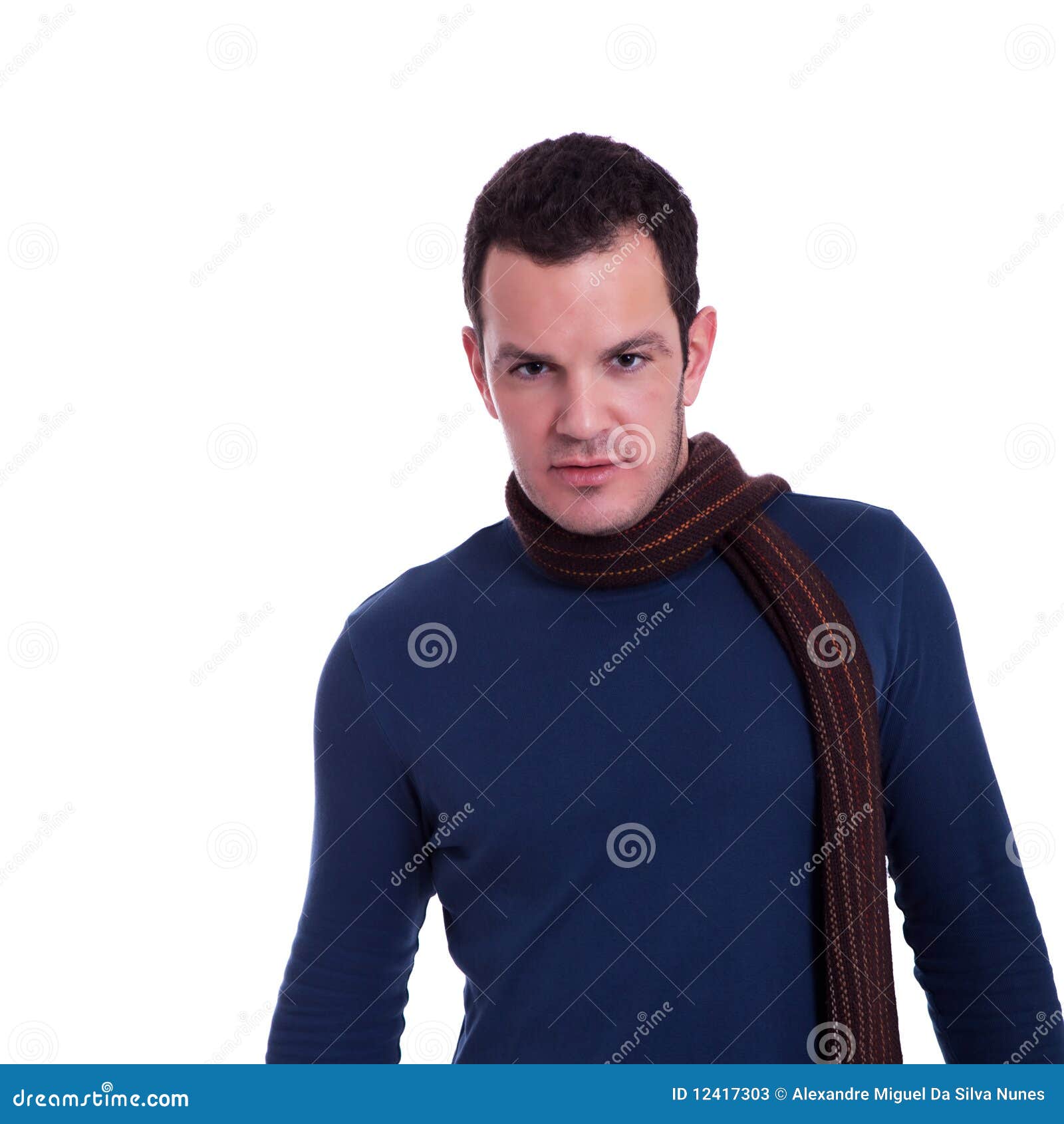 Handsome man, with a scarf stock image. Image of eyes 12417303