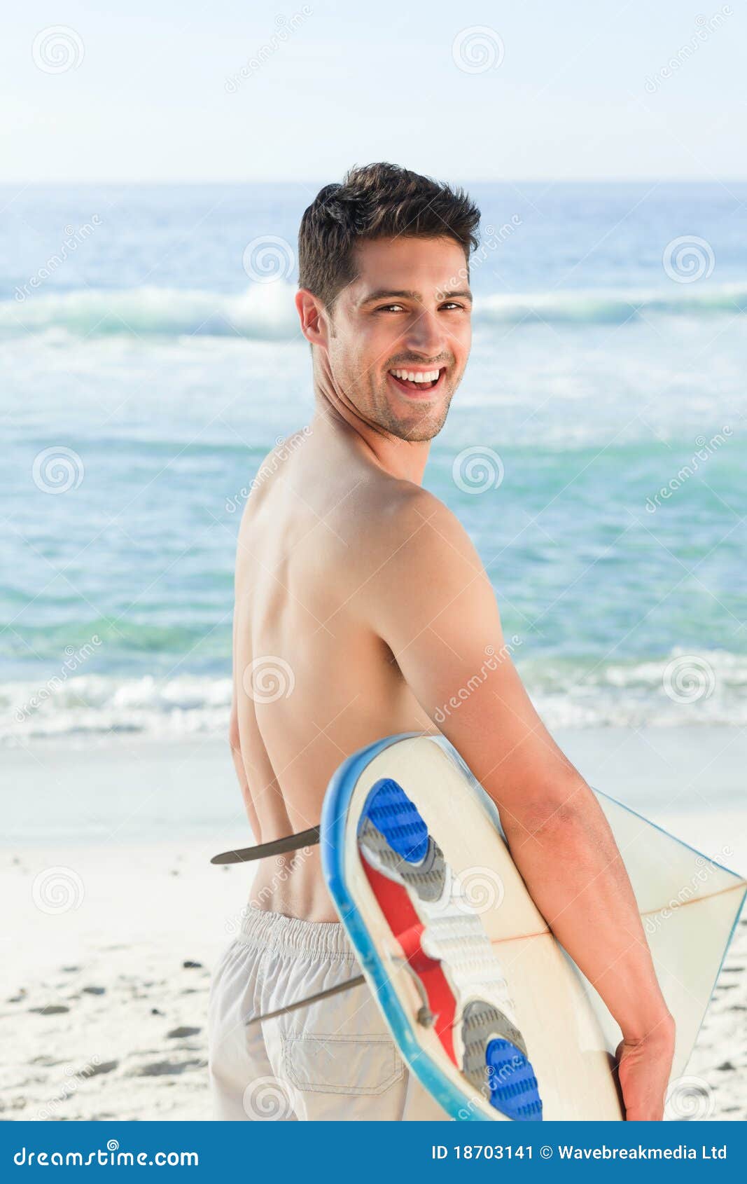 Handsome Man beside the Sea with His Surfboard Stock Image - Image of ...