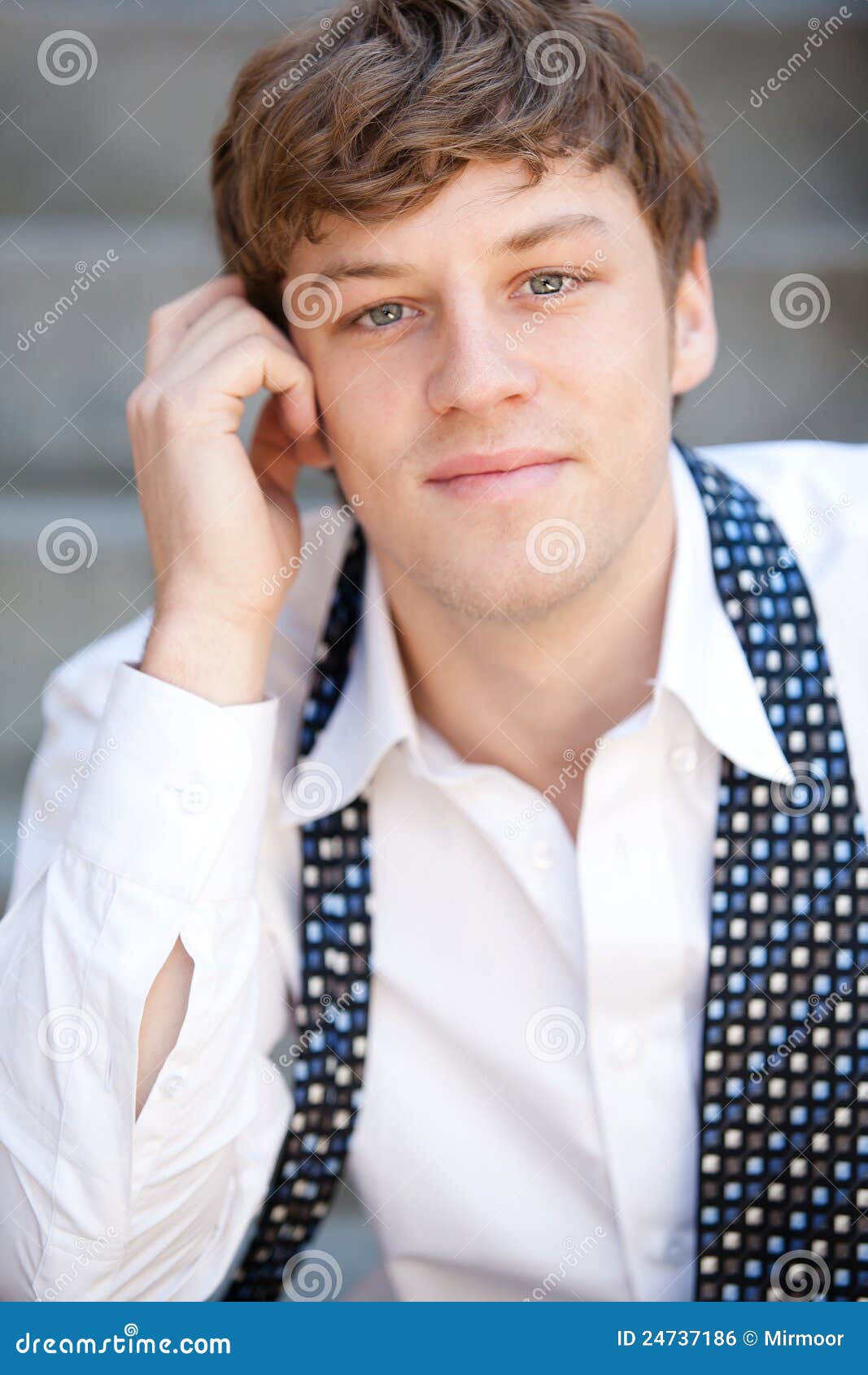 Handsome Man in while Shirt Relaxing. Stock Photo - Image of looking ...