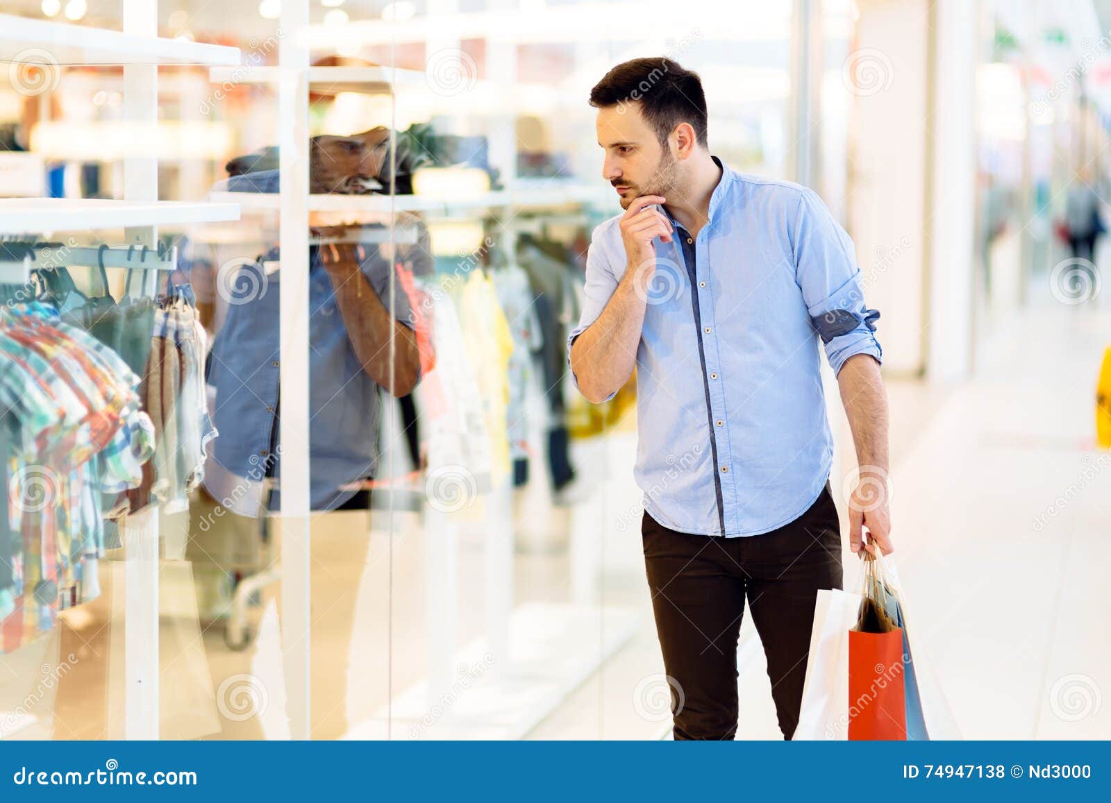 Handsome Man Shopping Clothes Stock Photo Image of shop, cheerful