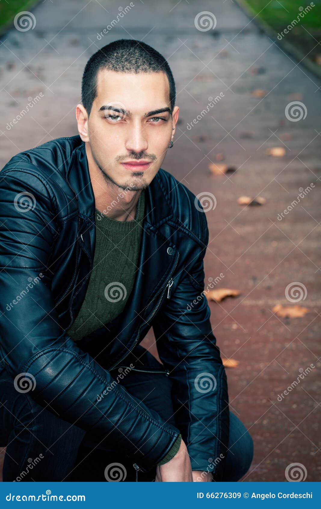 Handsome Man Short Hair Style Outdoors Stock Image - Image of facial ...