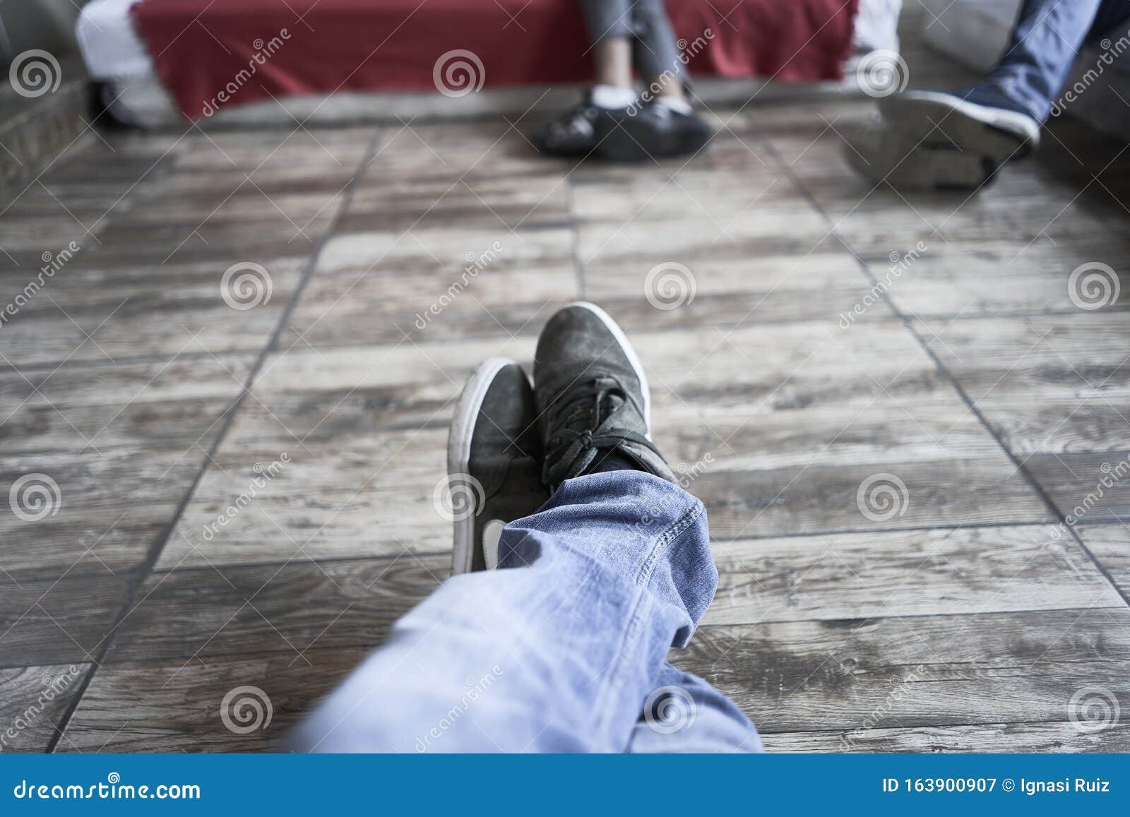 Handsome Man Sleeping in His Sofa. Legs View Stock Image - Image of ...