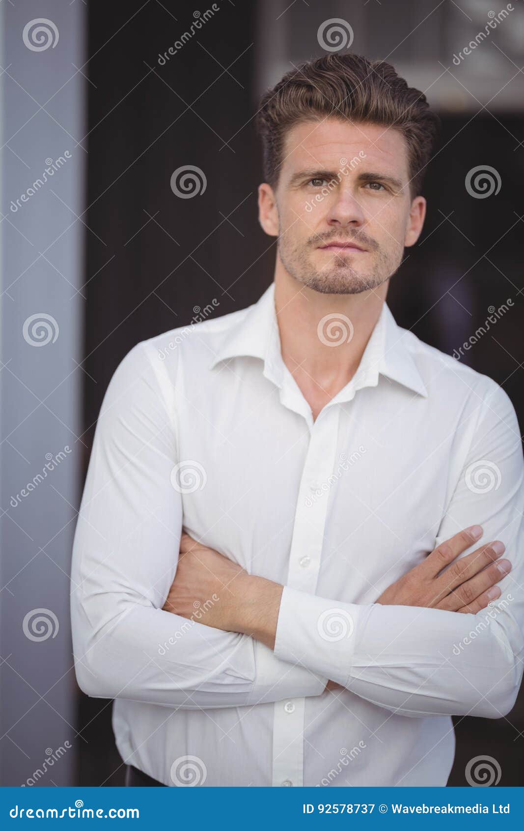 Handsome Man Standing with Arm Crossed Stock Image - Image of male ...