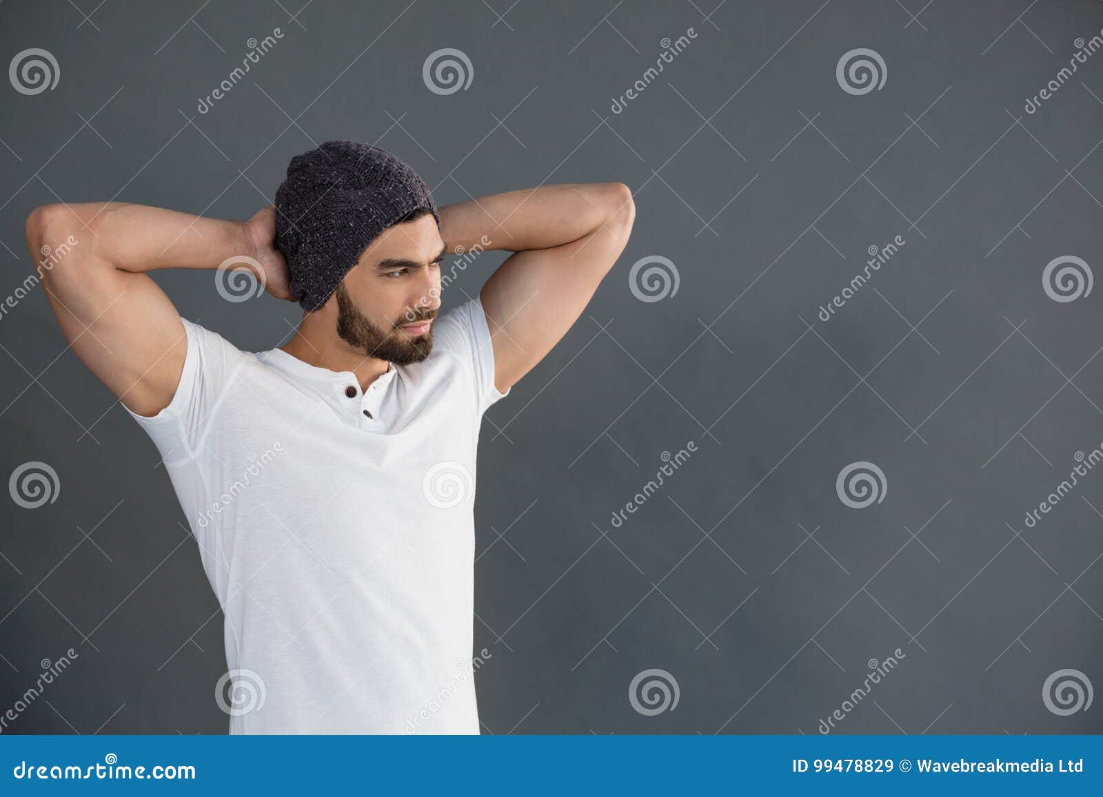Handsome Man Standing with Hands Behind Back Stock Image Image of