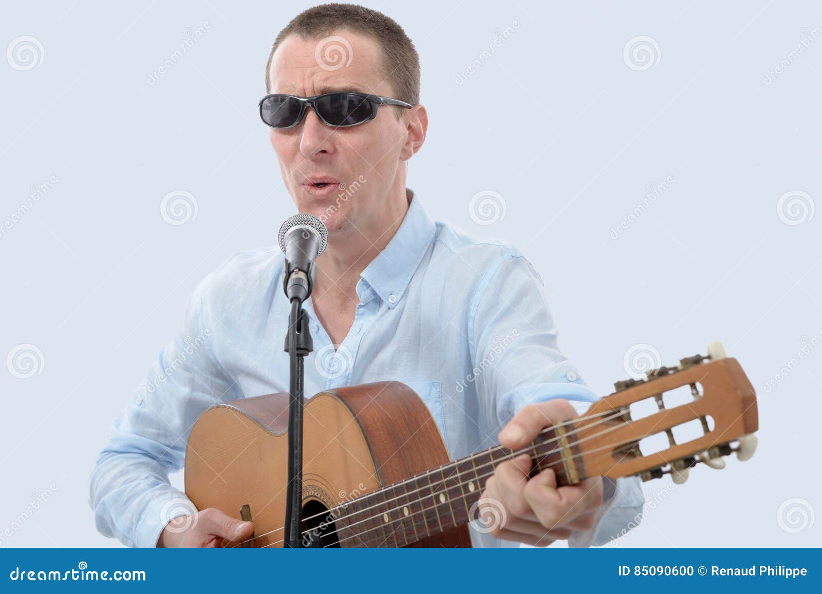 Handsome Man with Sunglasses Singing Stock Photo Image of instrument