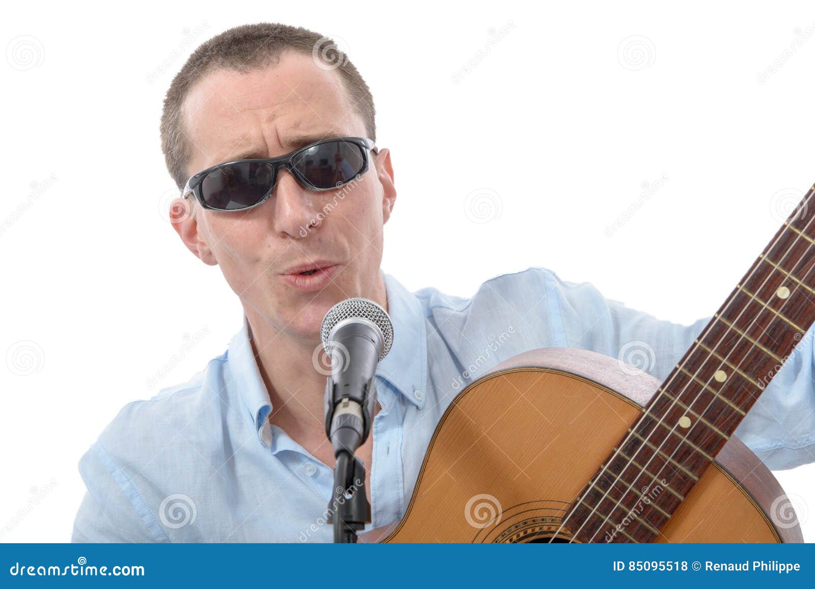 Handsome Man with Sunglasses Singing Stock Photo Image of guitar