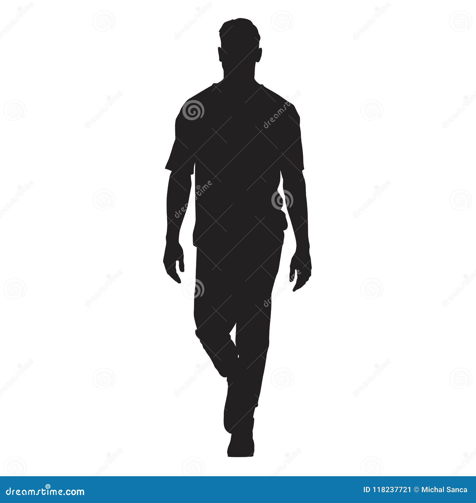 Handsome Man in T-shirt Walking Forward Stock Vector - Illustration of