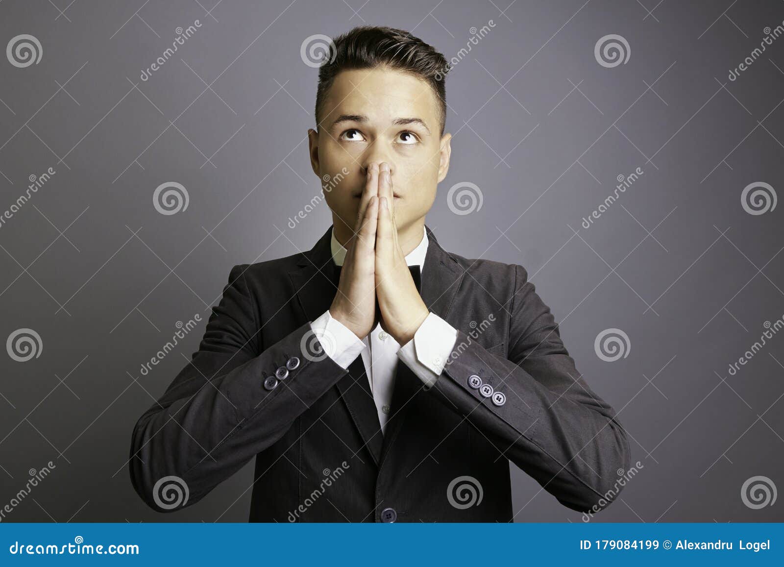 Handsome Man in Tuxedo Praying Stock Image - Image of gentlemen, black ...