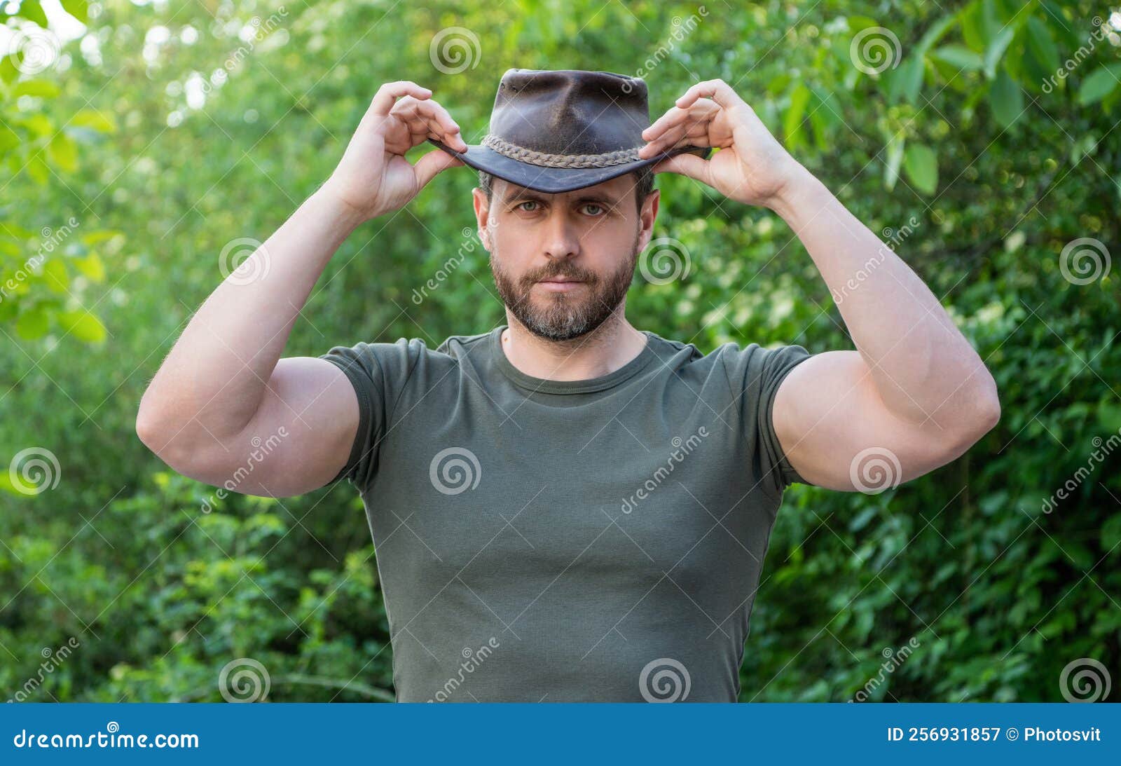 Handsome Man Wearing Cowboy Hat. Caucasian Man in Hat Stock Image ...