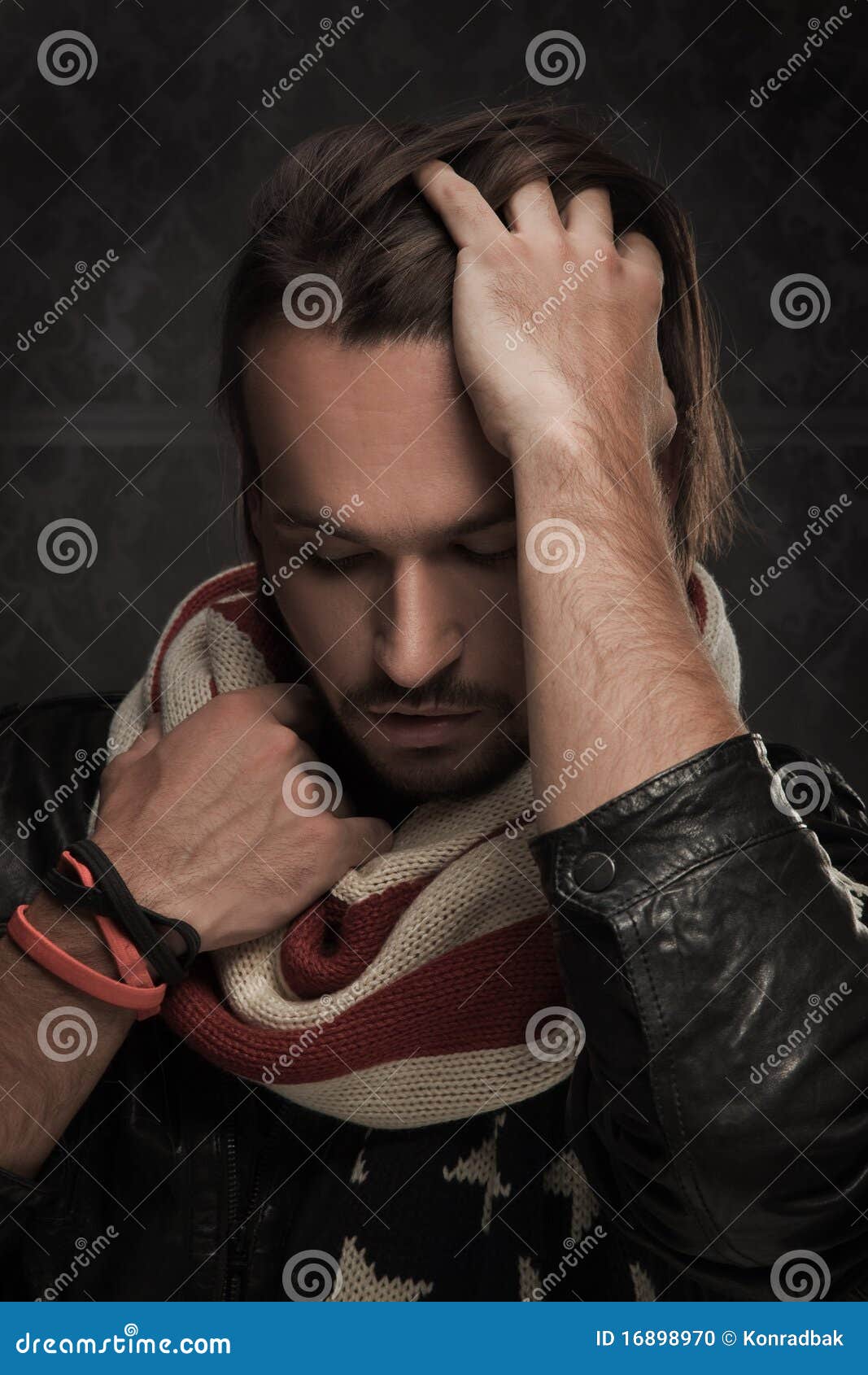 Handsome man wearing scarf stock photo. Image of fashionable 16898970