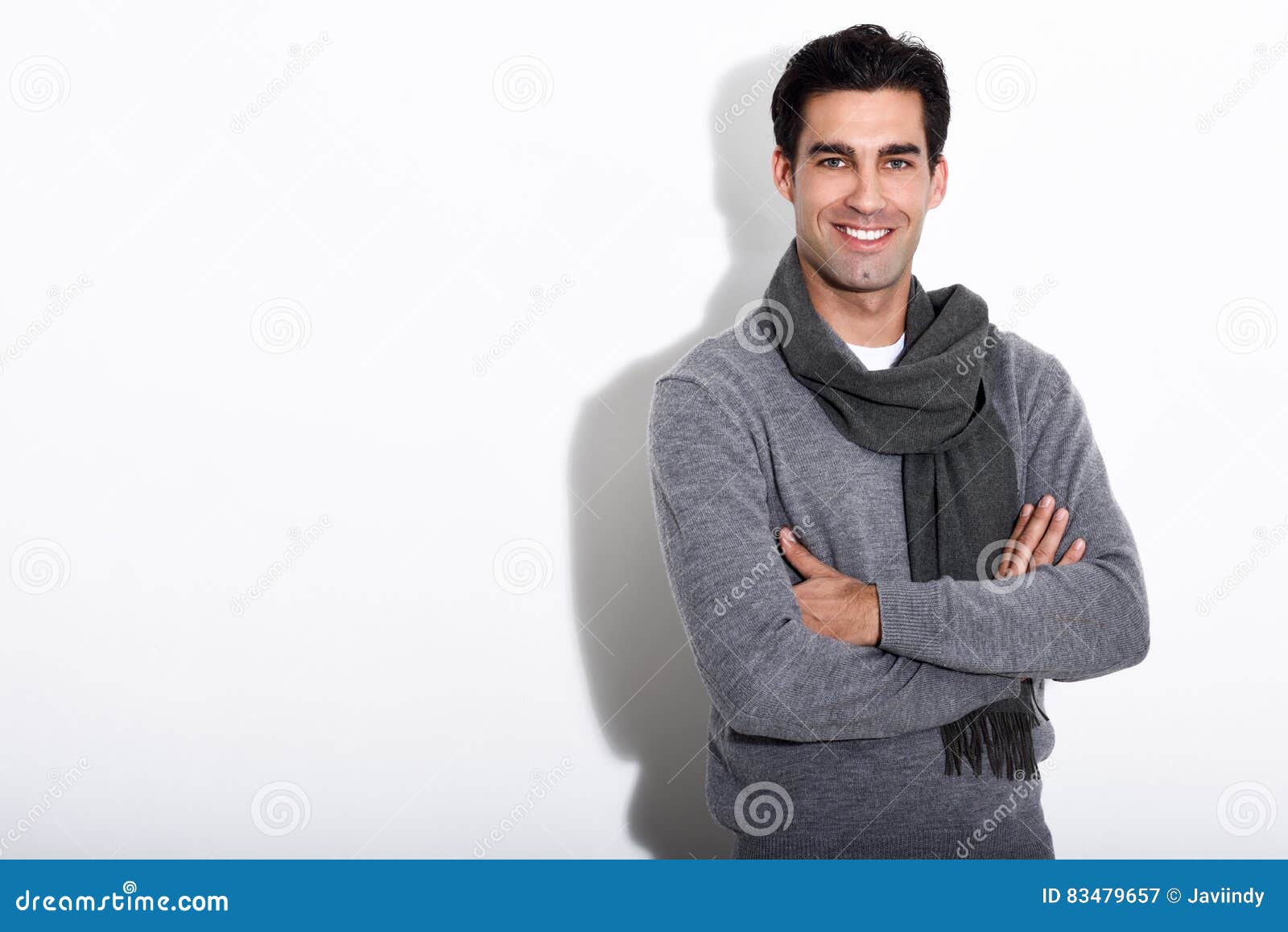 Handsome Man Wearing Winter Clothes on White Background Stock Image ...