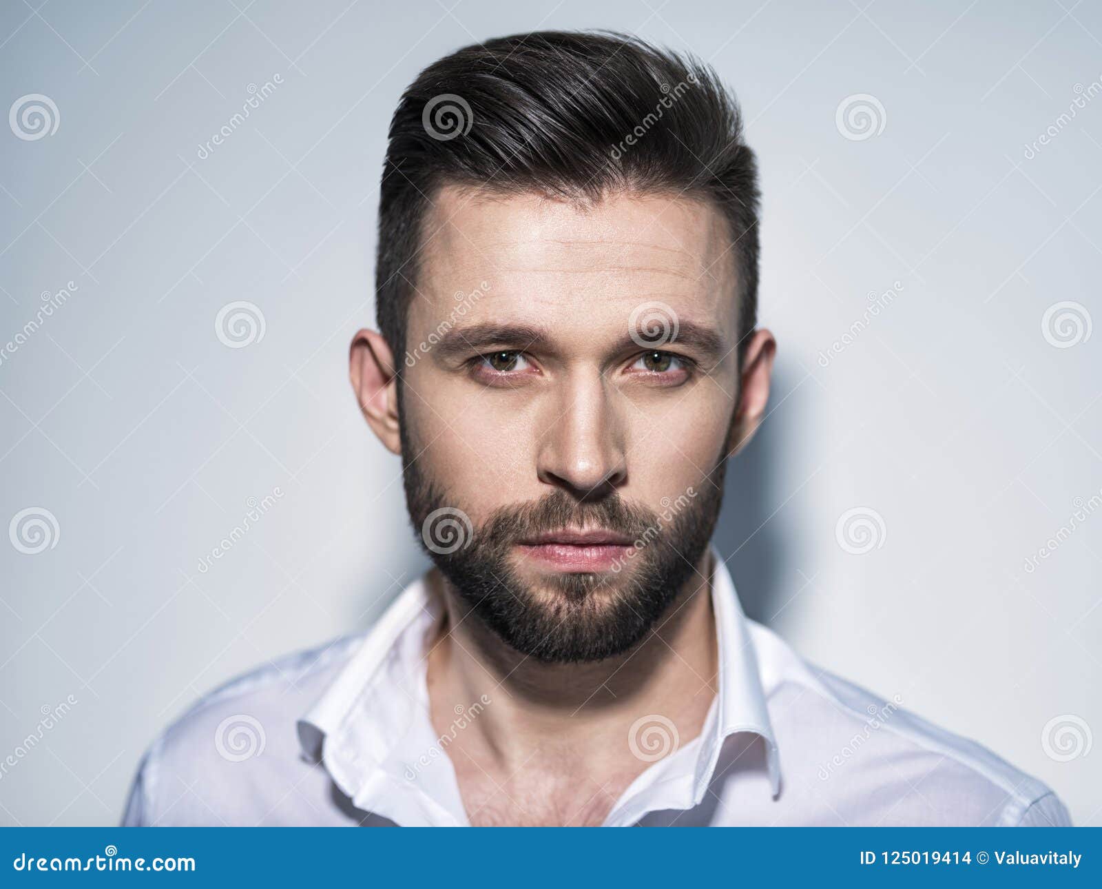 Handsome Man in White Shirt. Closeup Portrait. Stock Photo - Image of ...