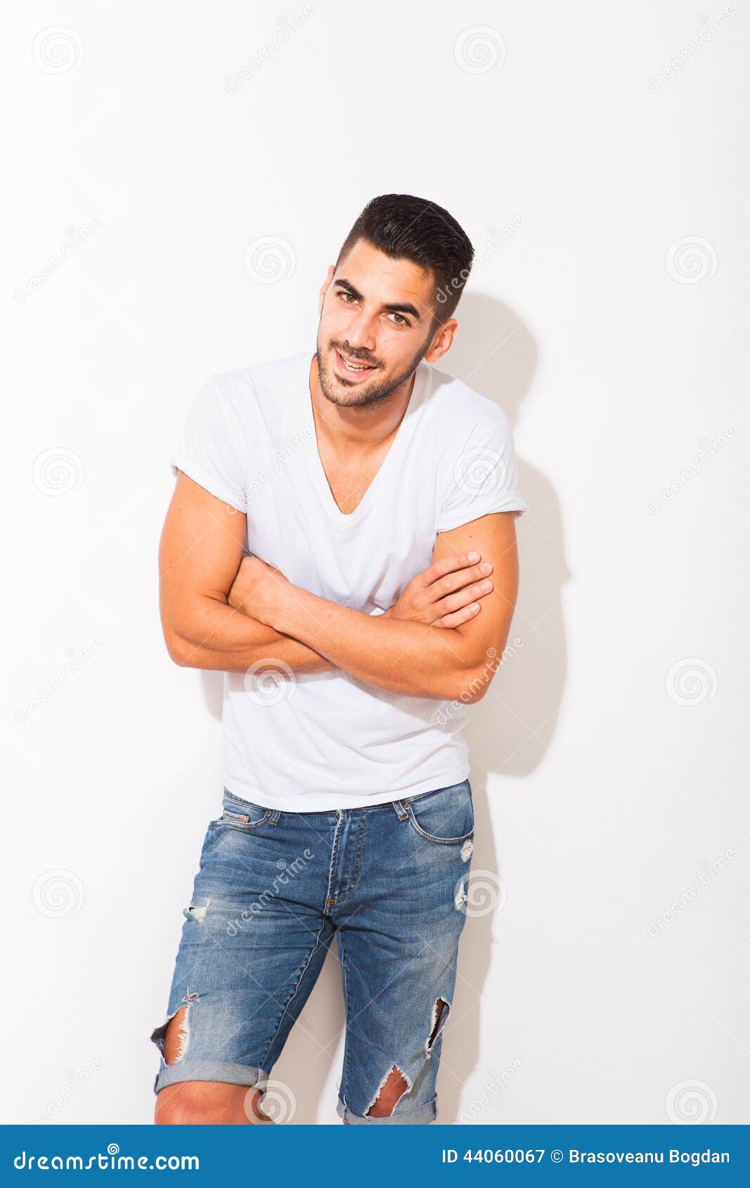Handsome Man in White Tshirt Stock Image - Image of length, model: 44060067