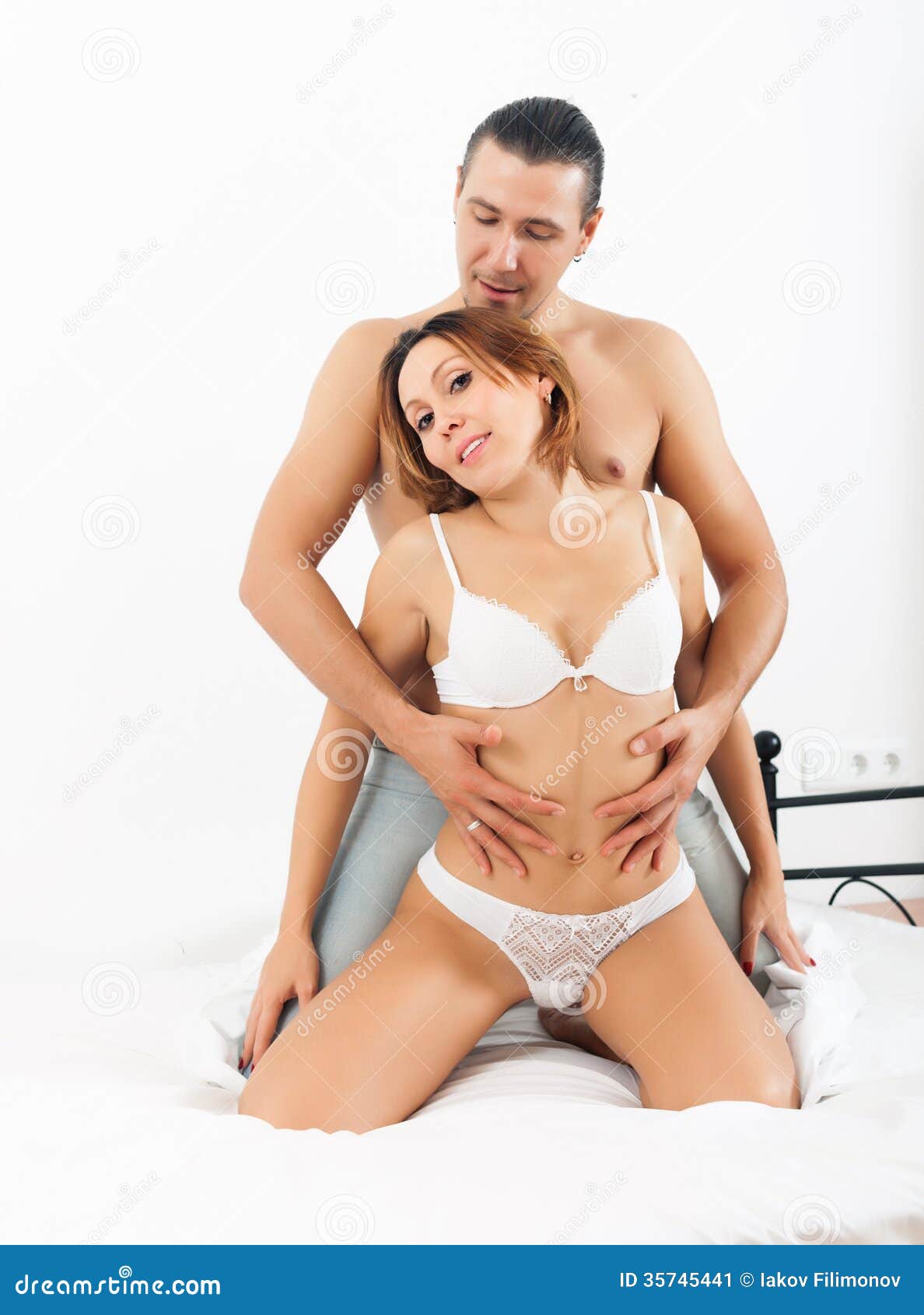 Handsome Man with Woman in Underwear Stock Image - Image of erotic