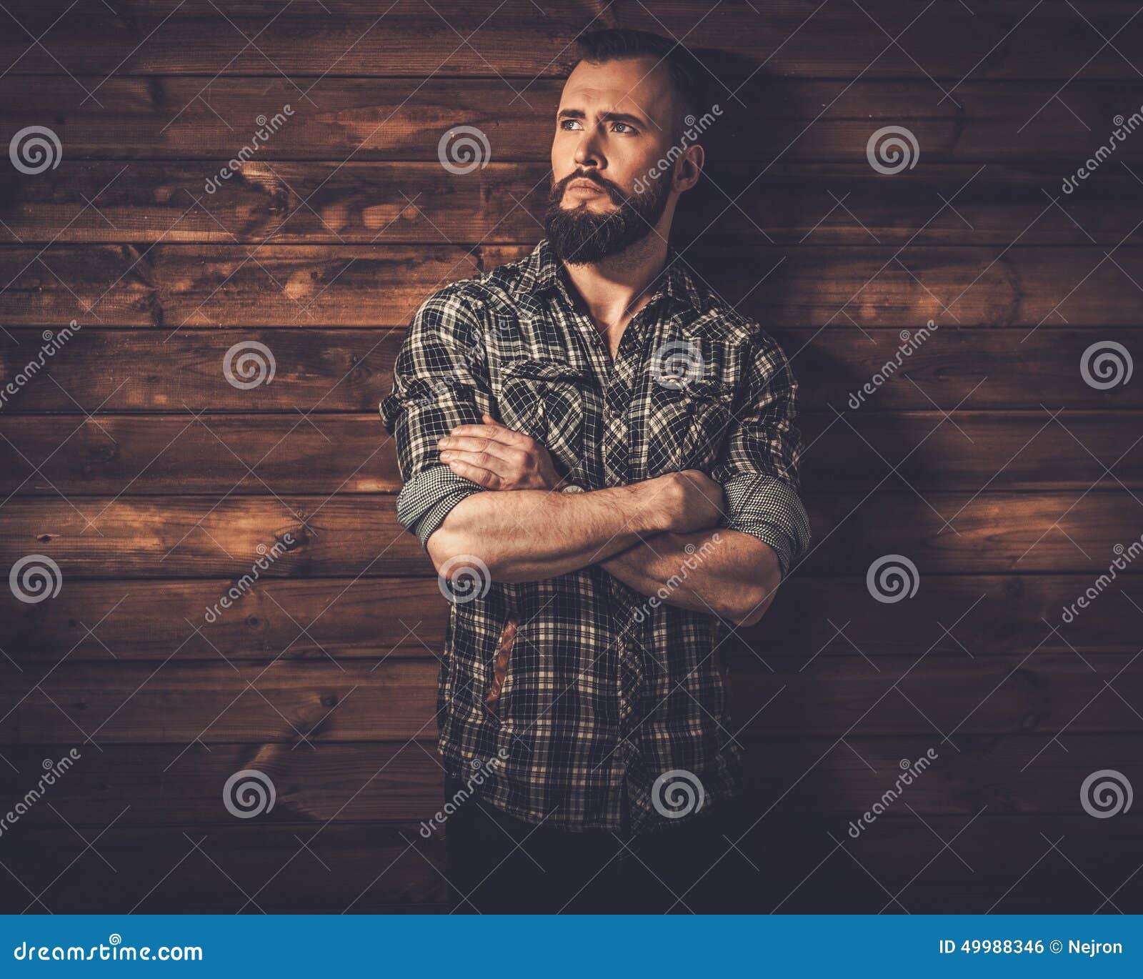 Handsome Man in Wooden Rural House Interior Stock Photo - Image of cosy ...