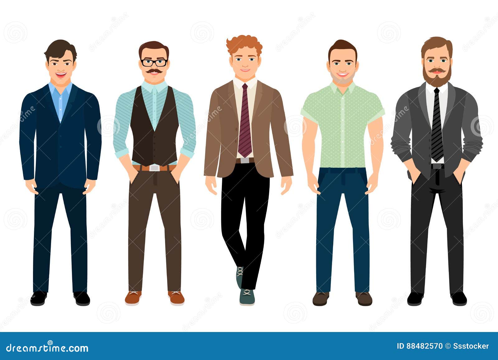 Handsome Men in Business Formal Style Stock Vector - Illustration of ...