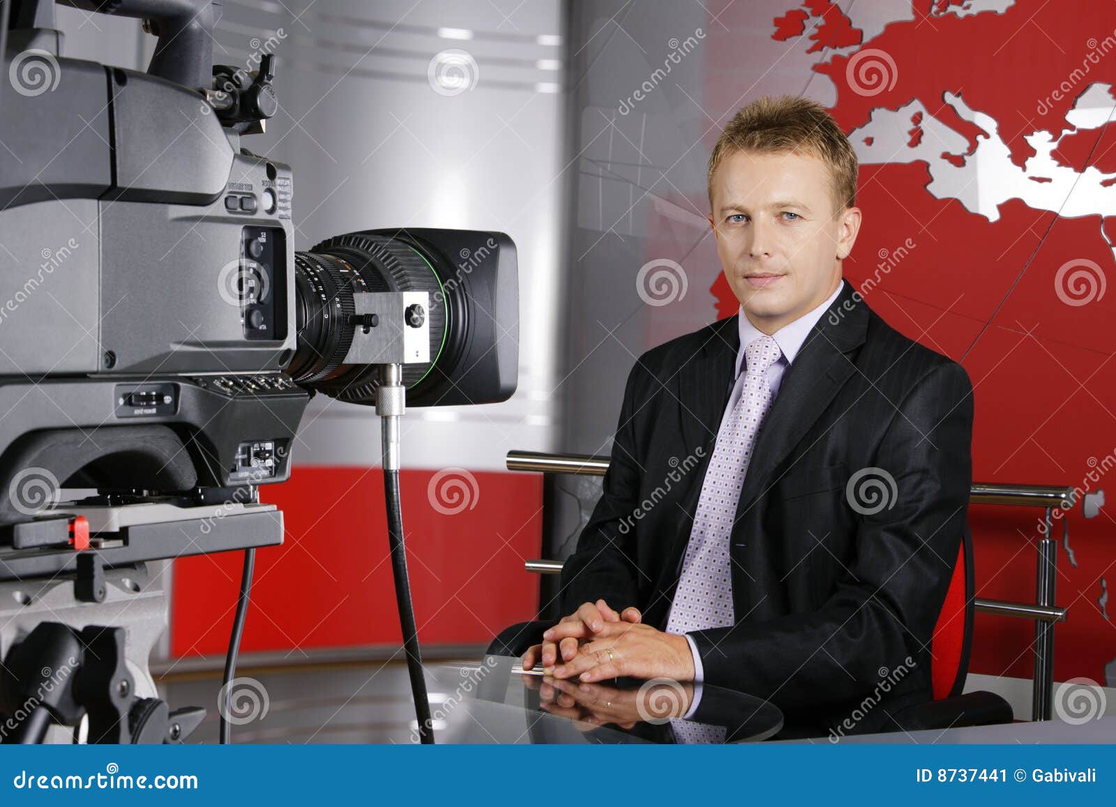 Handsome Middle Age Television News Presenter Stock Image Image of photographing, connection