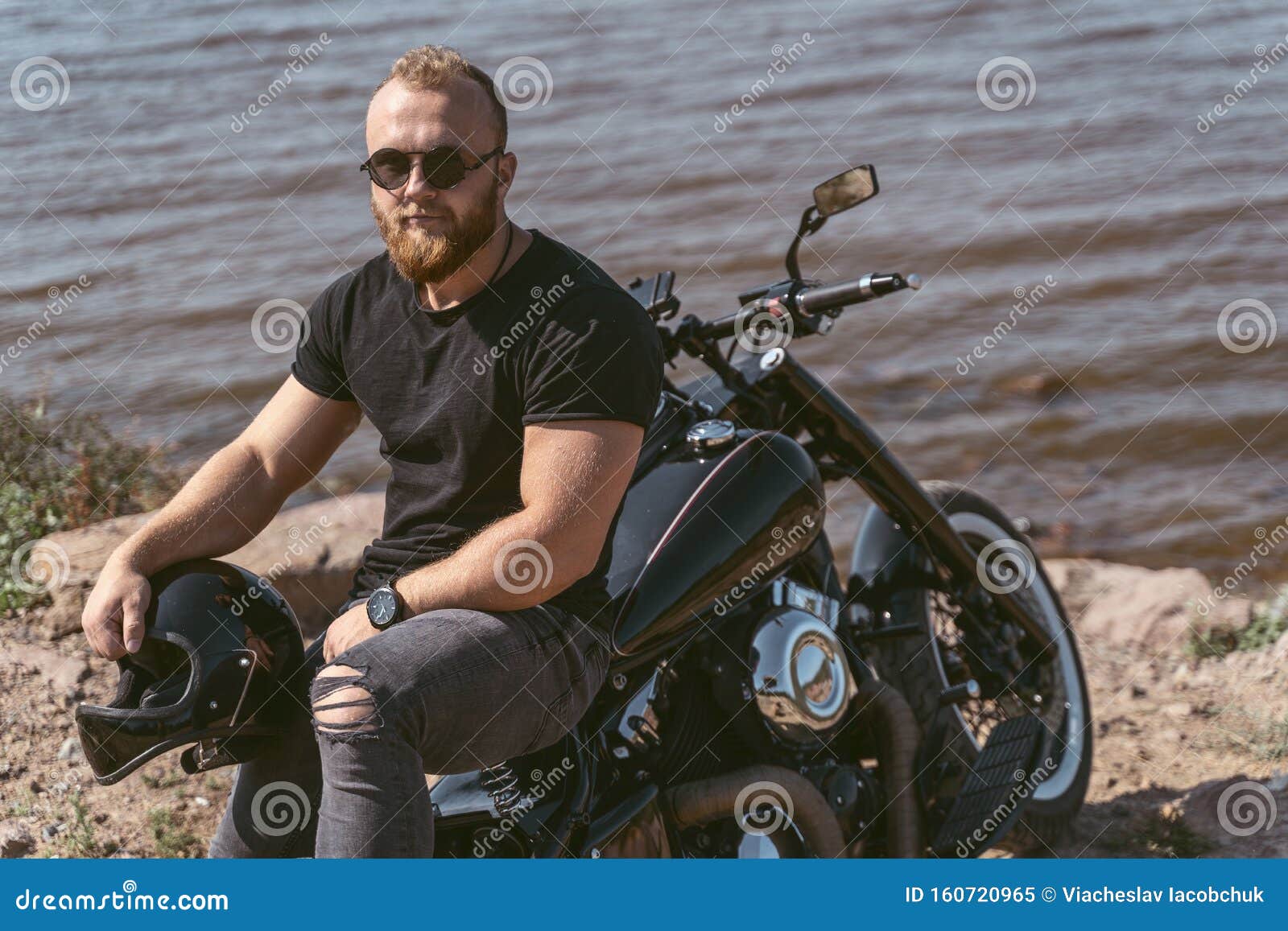 Muscular Man And Motorcycle — Stock Photo © ibrak #63715425