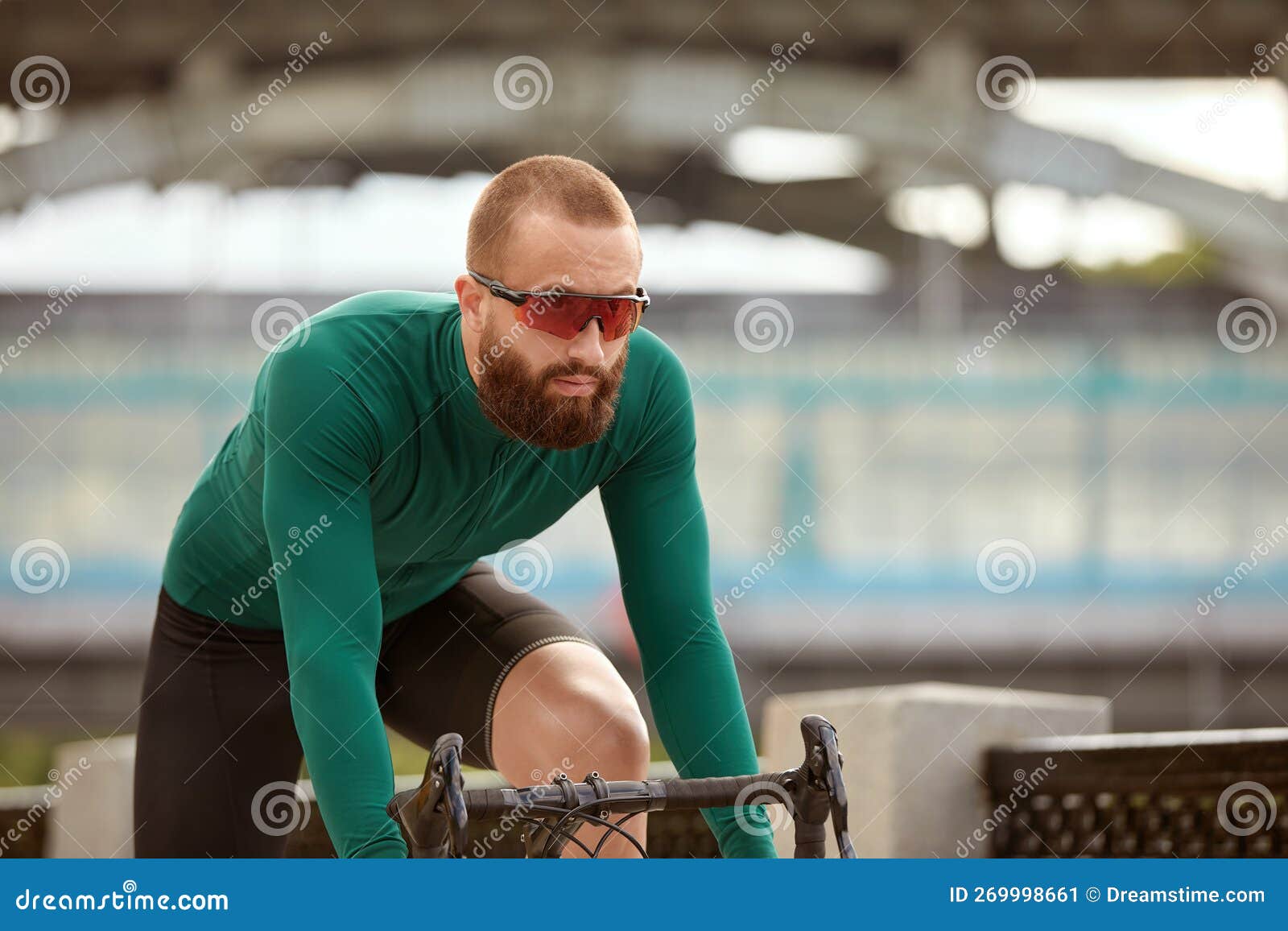 Handsome Muscular Cyclist Standing with Bike Stock Image - Image of ...