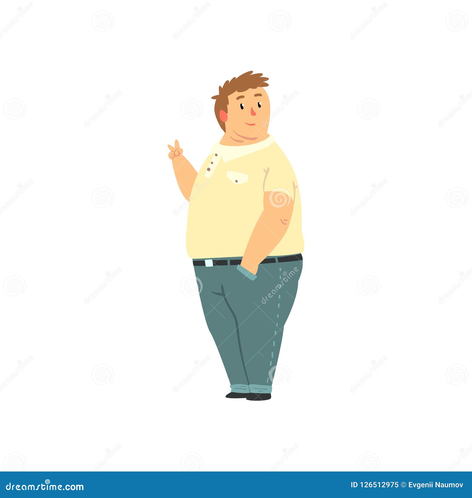 Handsome Overweight Man Dressed Jeans and Shirt, Fat Guy in Casual ...