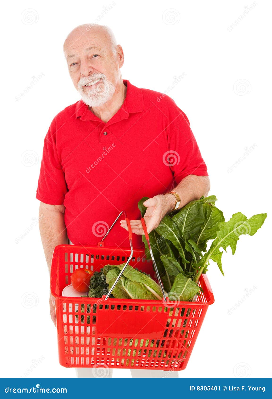 Handsome Senior Grocery Shopper Stock Image Image of green