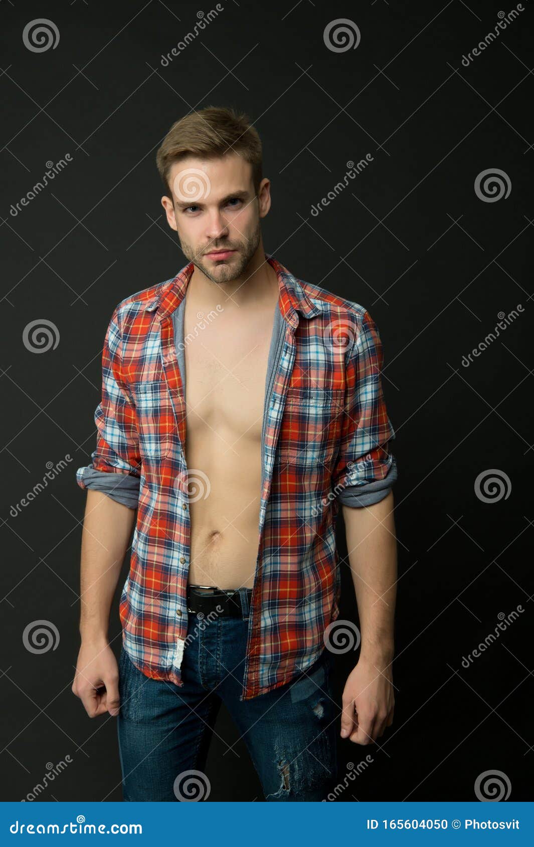 Handsome and Sexy. Handsome Man with Bare Torso Dark Background ...