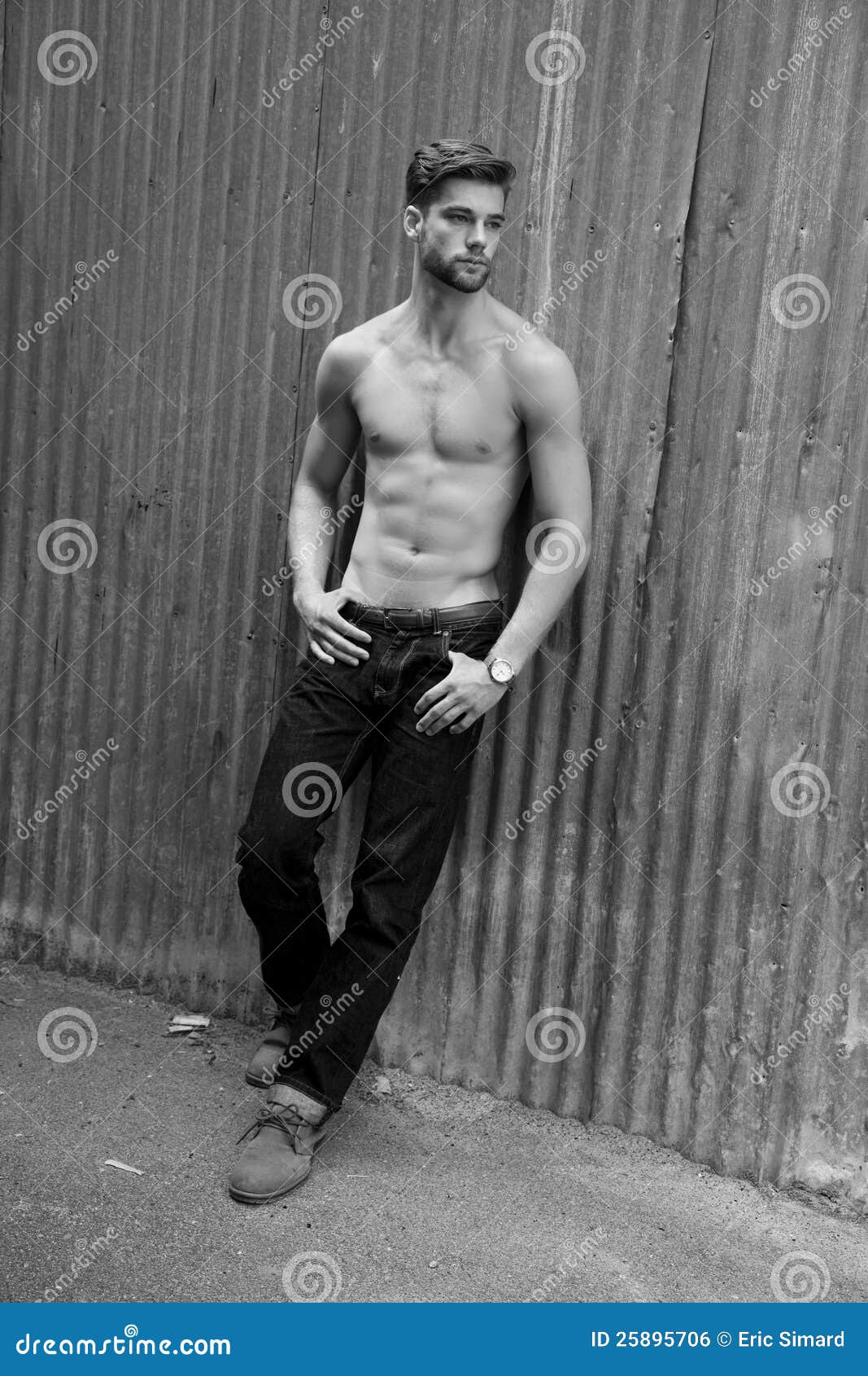Handsome Shirtless Guy stock photo. Image of beard, masculine - 25895706